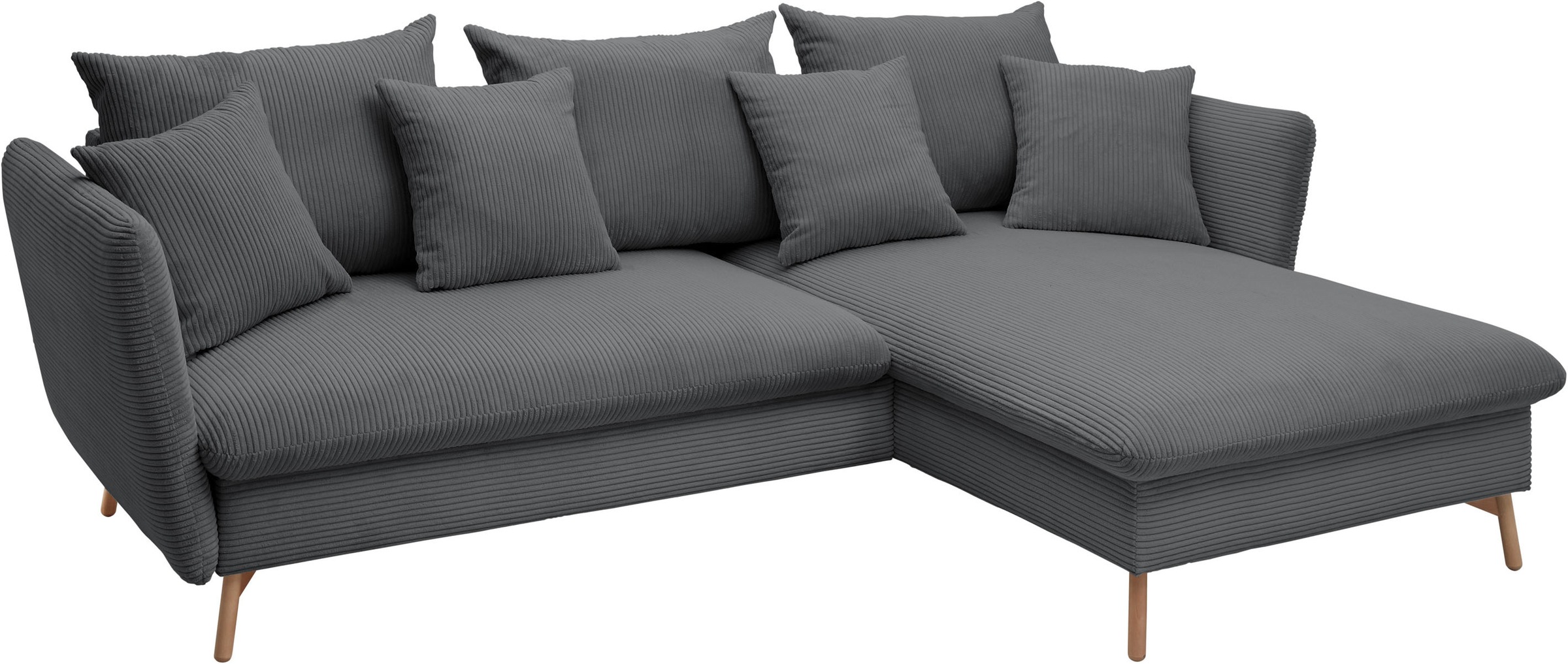 andas Ecksofa »MERLE, 258 cm, L-Form, traumhafter Cord,«, mit Bettfunktion und Bettkasten, Liegefläche 224 x 139