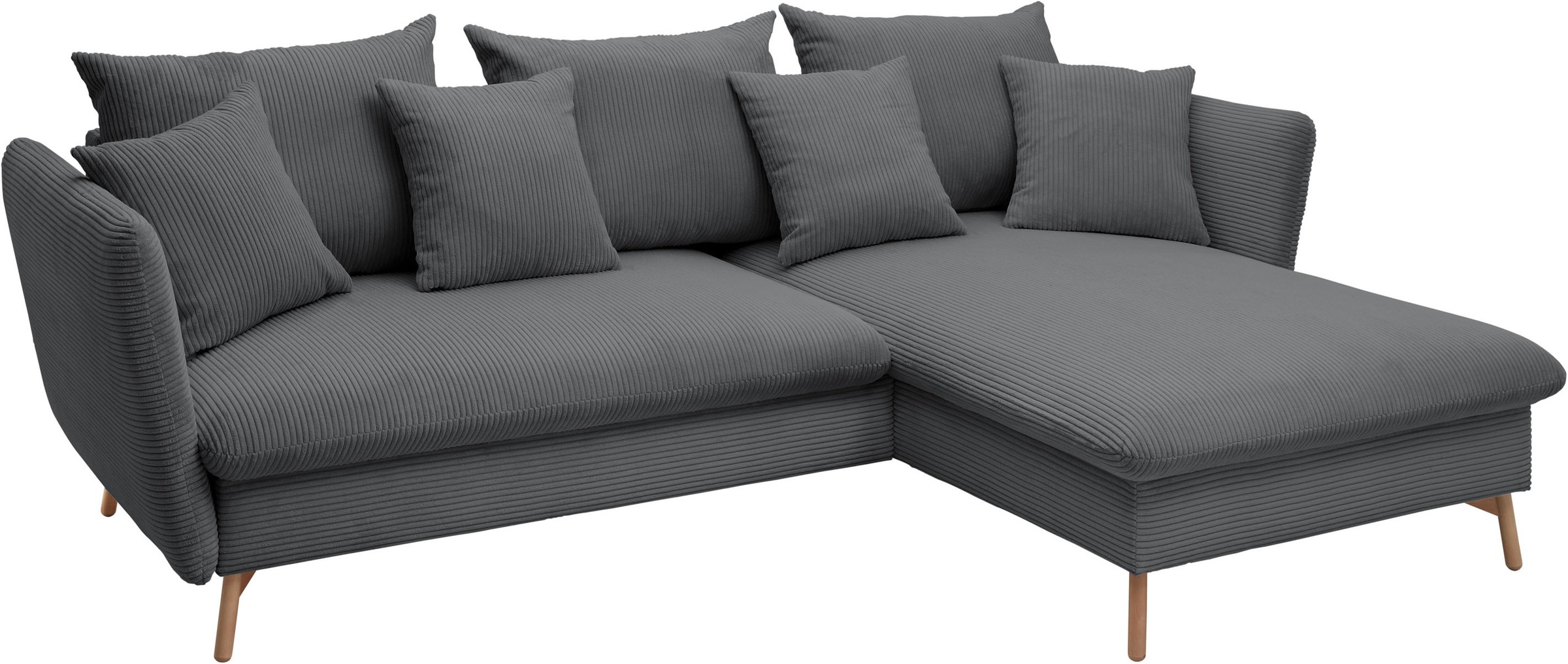 andas Ecksofa »MERLE, 258 cm, L-Form, Cord,«, mit Schlaffunktion, Liegefläche 224 x 139 cm und Bettkasten