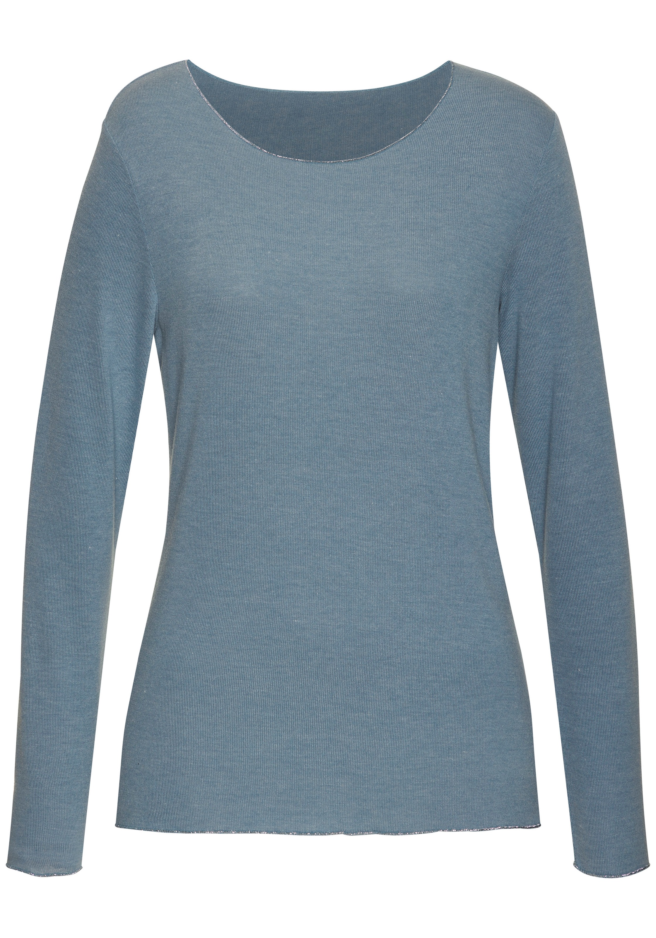 LASCANA Langarmshirt "mit feiner Glitzereinfassung", aus weichem Viskose-Fe günstig online kaufen