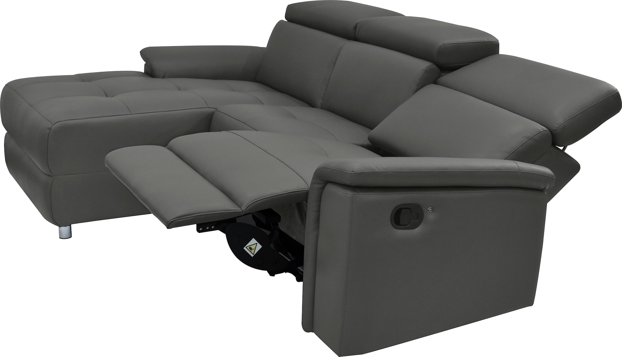 Places of Style Ecksofa »Pareli, L-Form, 259cm,m. Recamiere, Echtleder, Kunstleder, Webstoff«, man. o. elektr. Relaxfunktion, USB/Kopfteilverstellg u. LED