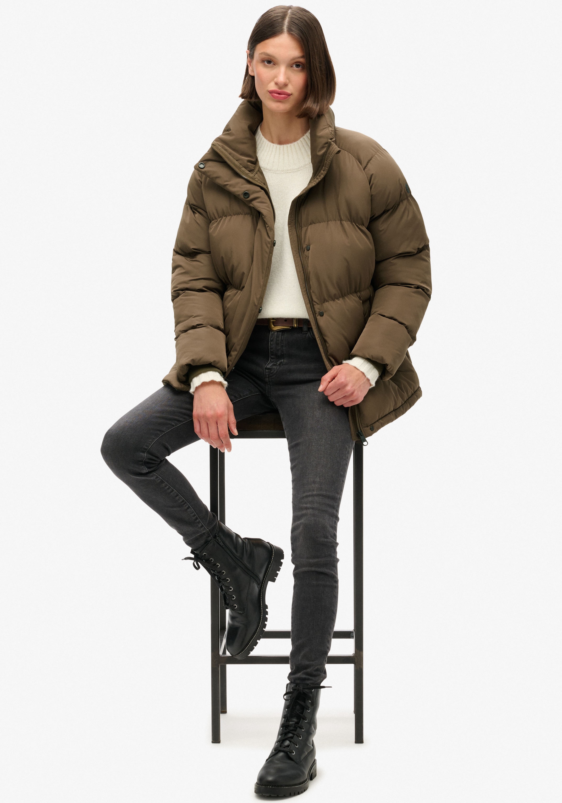 Superdry Steppjacke »MID LENGTH PUFFER JACKET«, mit Kapuze