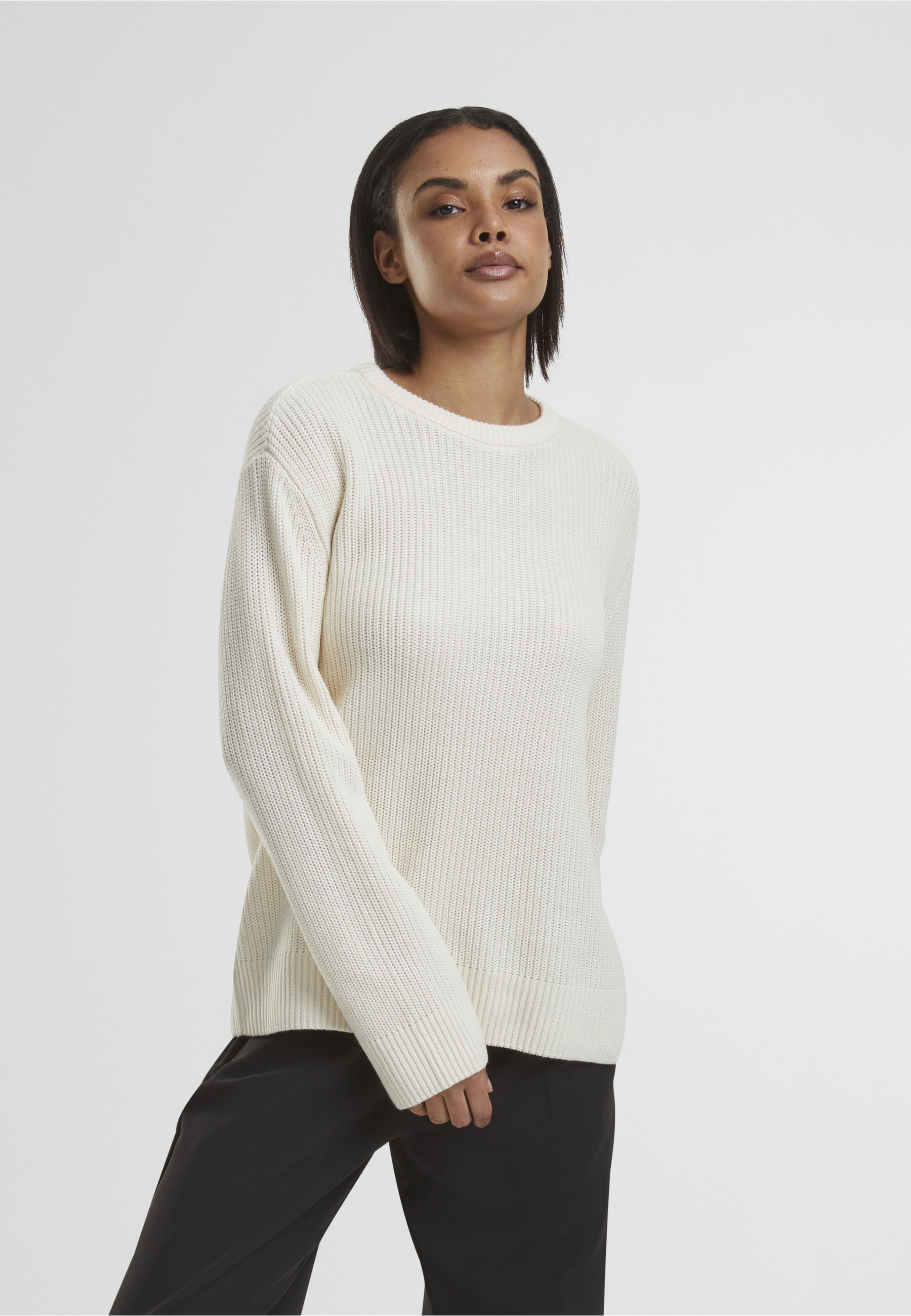 URBAN CLASSICS Fleecepullover »Urban Classics Damen Ladies Rib Knit Sweater«

