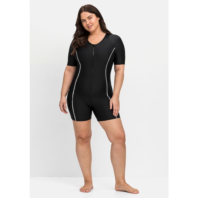Sheego Badeanzug »Große Größen«, mit kurzem Ärmel und kurzem Bein kaufen |  BAUR