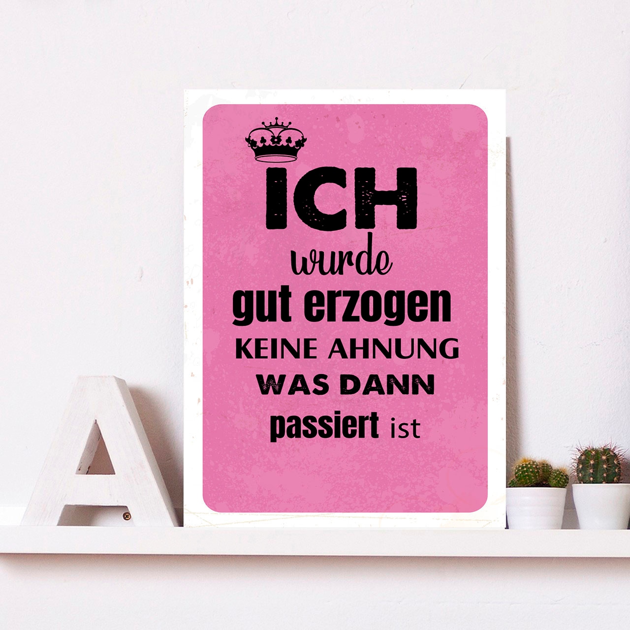 queence Metallbild "gut erzogen" Schriftzug  Schriftzüge 1 Stk. tlg. Stahls günstig online kaufen