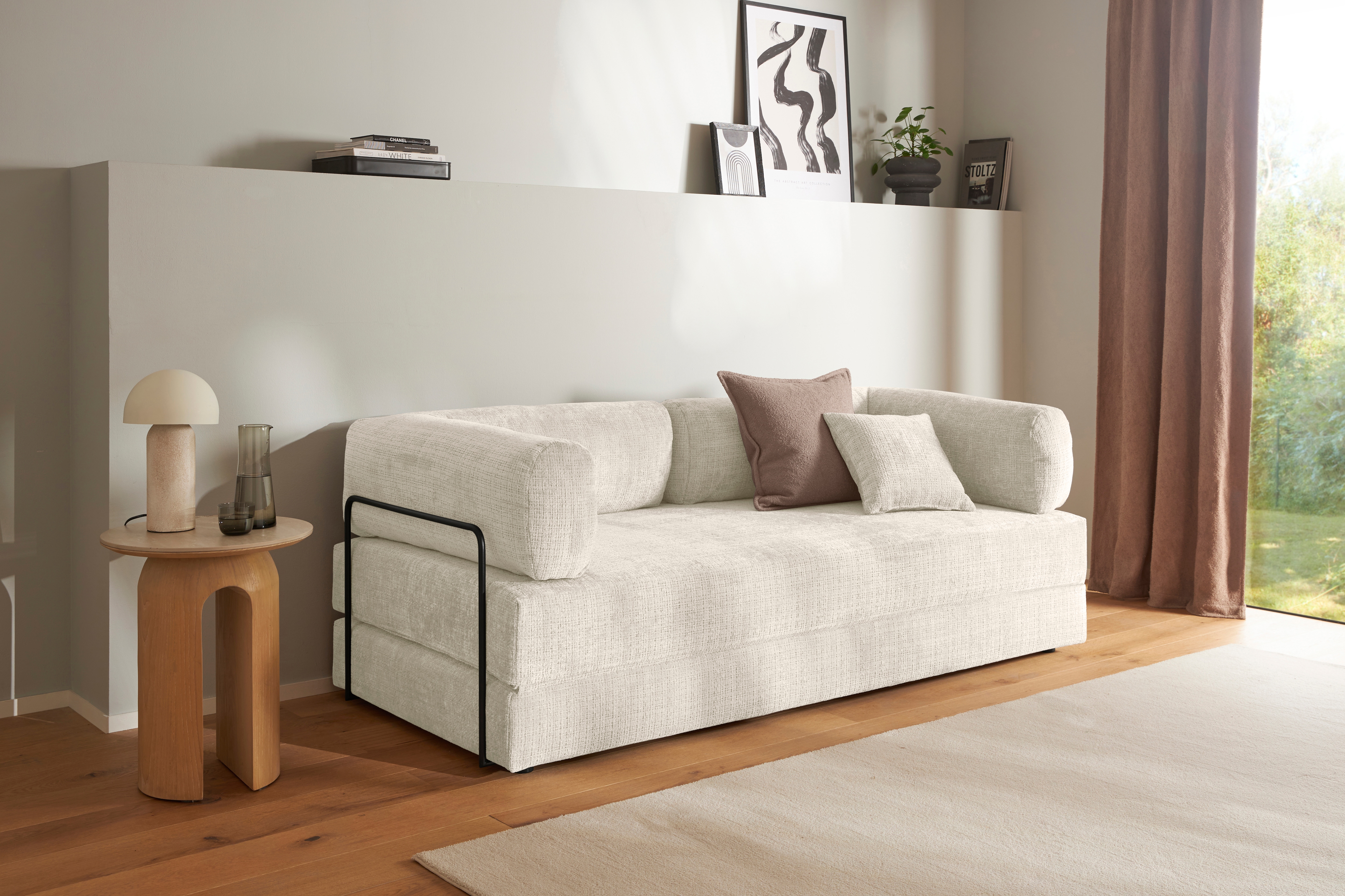 homsy by Ana Johnson Schlafsofa "Folda Dauerschläfer, B: 206 cm, Liegefl. 181x198 cm" mit Bett-/Schlaffunktion, inkl. 1x Zierkissen, Tonnentaschenfederkern