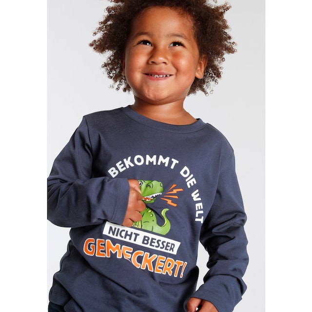 KIDSWORLD Langarmshirt »MAN BEKOMMT DIE WELT ...«, Spruch bestellen | BAUR