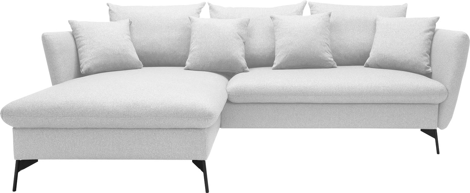 andas Ecksofa »LIVORNO,258 cm, L-Form,«, Schlaffunktion u. Bettkasten (139/224cm), Samt, Struktur, Webstoff