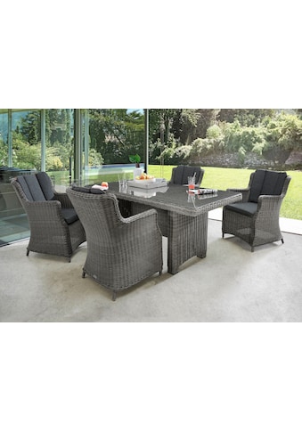 Garten-Essgruppe »LUNA«, (Set, 13 tlg.), Polyrattan, 4 Sessel, Tisch 165x90x75 cm,...