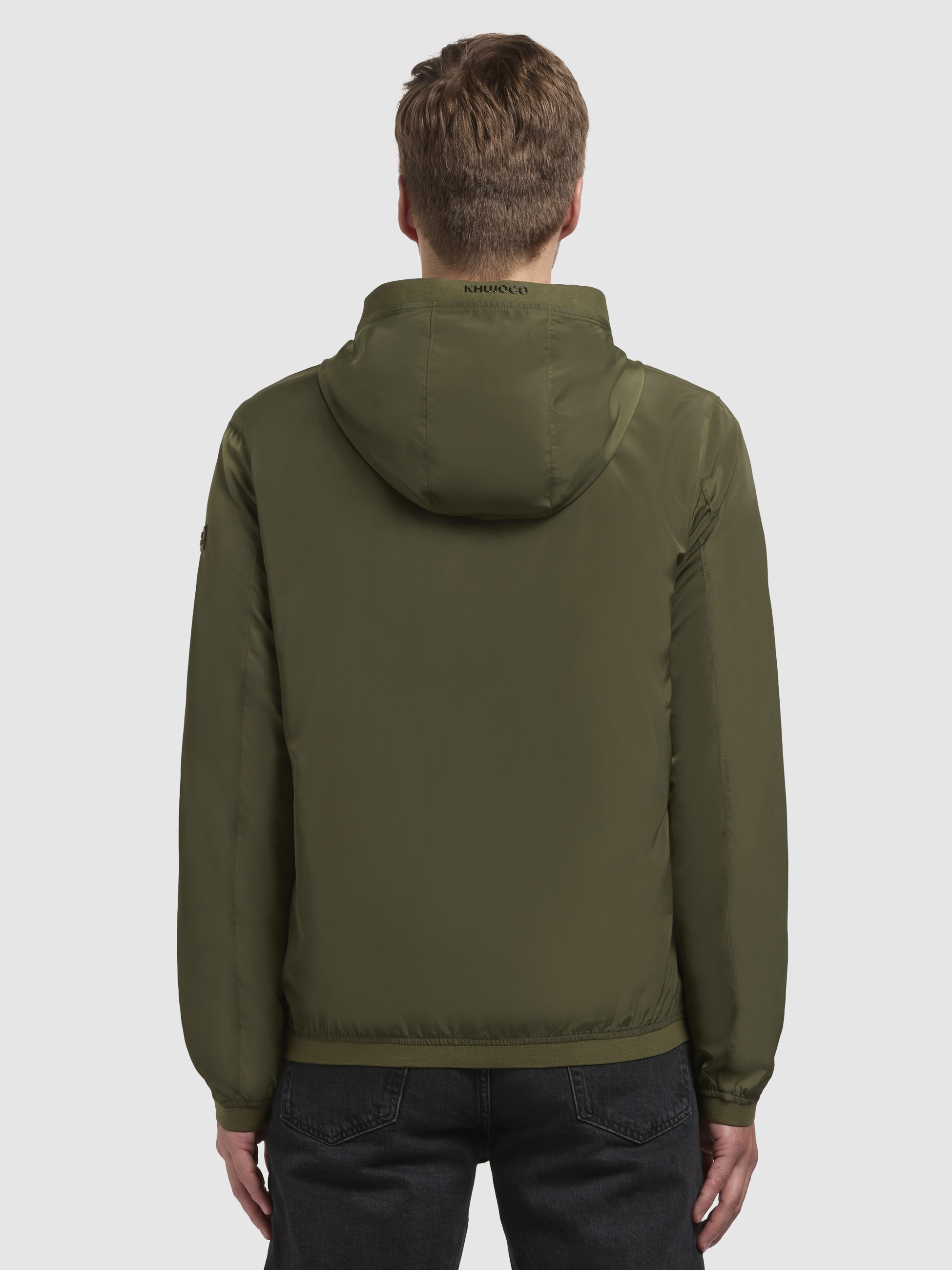 Anorak KHUJO "FERD", Herren, Gr. XL, grün (olivgrün), Web, 100% Polyester, unifarben, regular fit hüftlang, eingesetzt elastischer Bund, Jacken 3