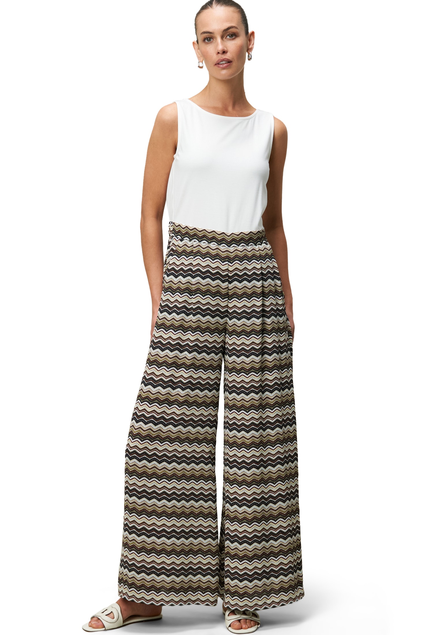Zero Overall »zero Jumpsuit 2-in-1 Look Zickzackmuster«, (1 tlg.), Falten