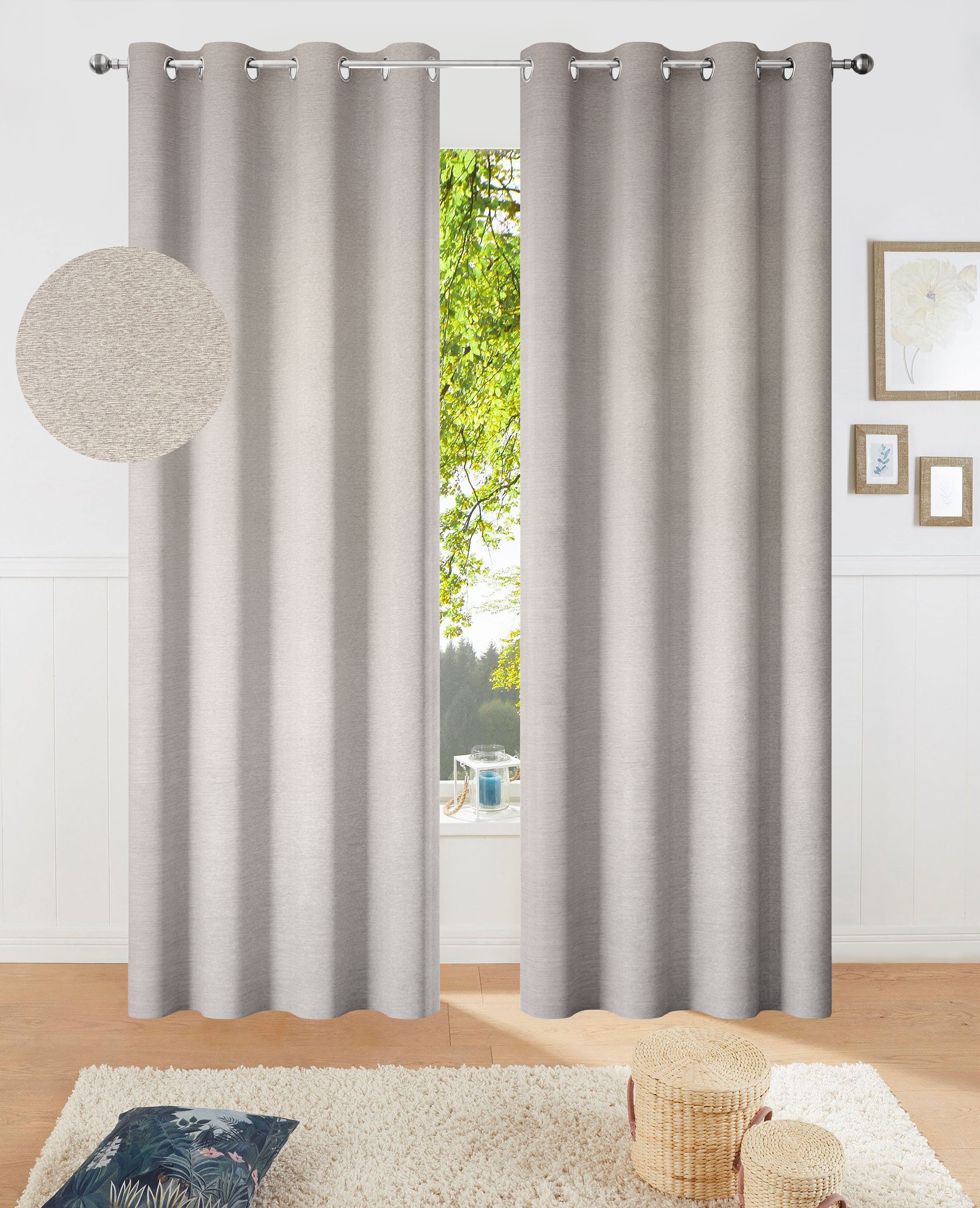 Verdunkelungsvorhang MY HOME, B:135cm H:245cmsand, Polyester, Gardinen, "Fleuriss", Wohnzimmer, Schlafzimmer, Arbeitszimmer, Kinderzimmer, modern