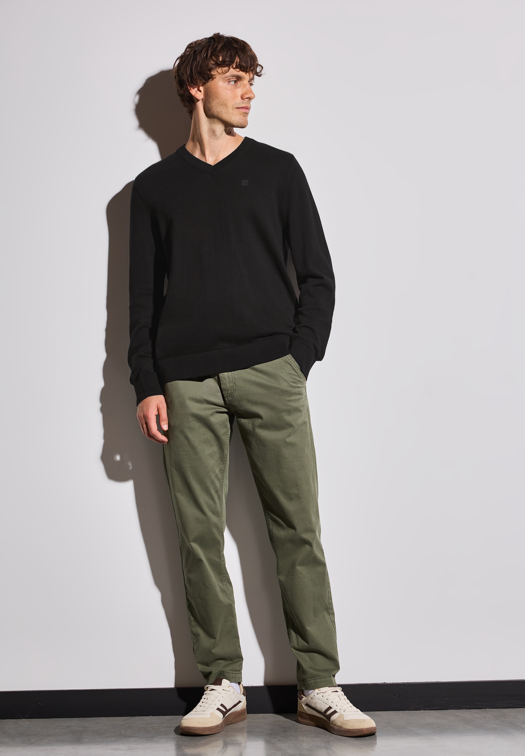 STREET ONE MEN Strickpullover, aus reiner Baumwolle