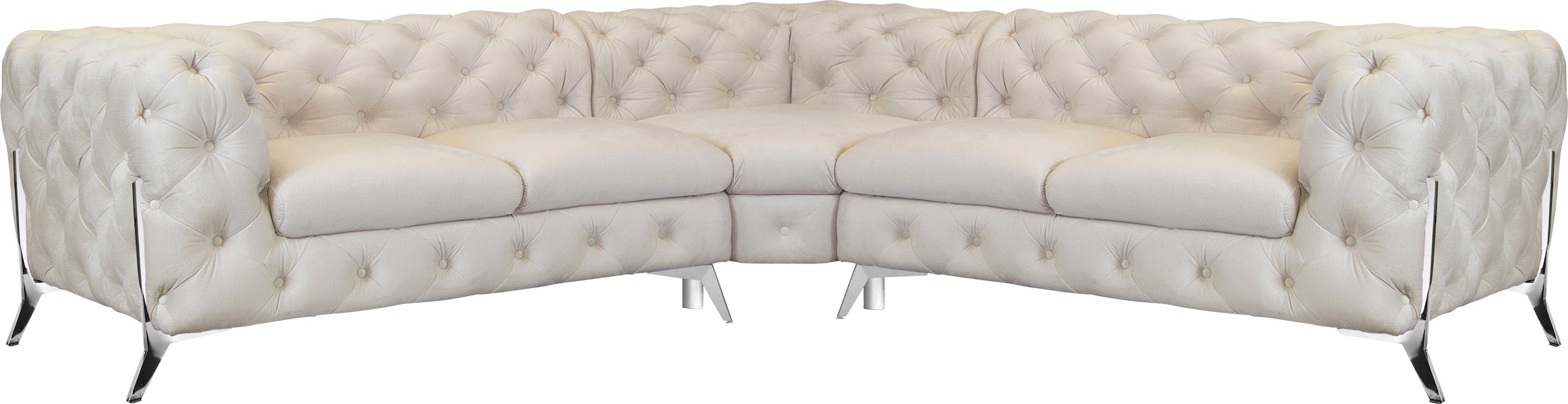 Leonique Chesterfield-Sofa "Amaury L-Form", Chesterfield-Optik, Breite/Tiefe je 262 cm, Fußfarbe wählbar