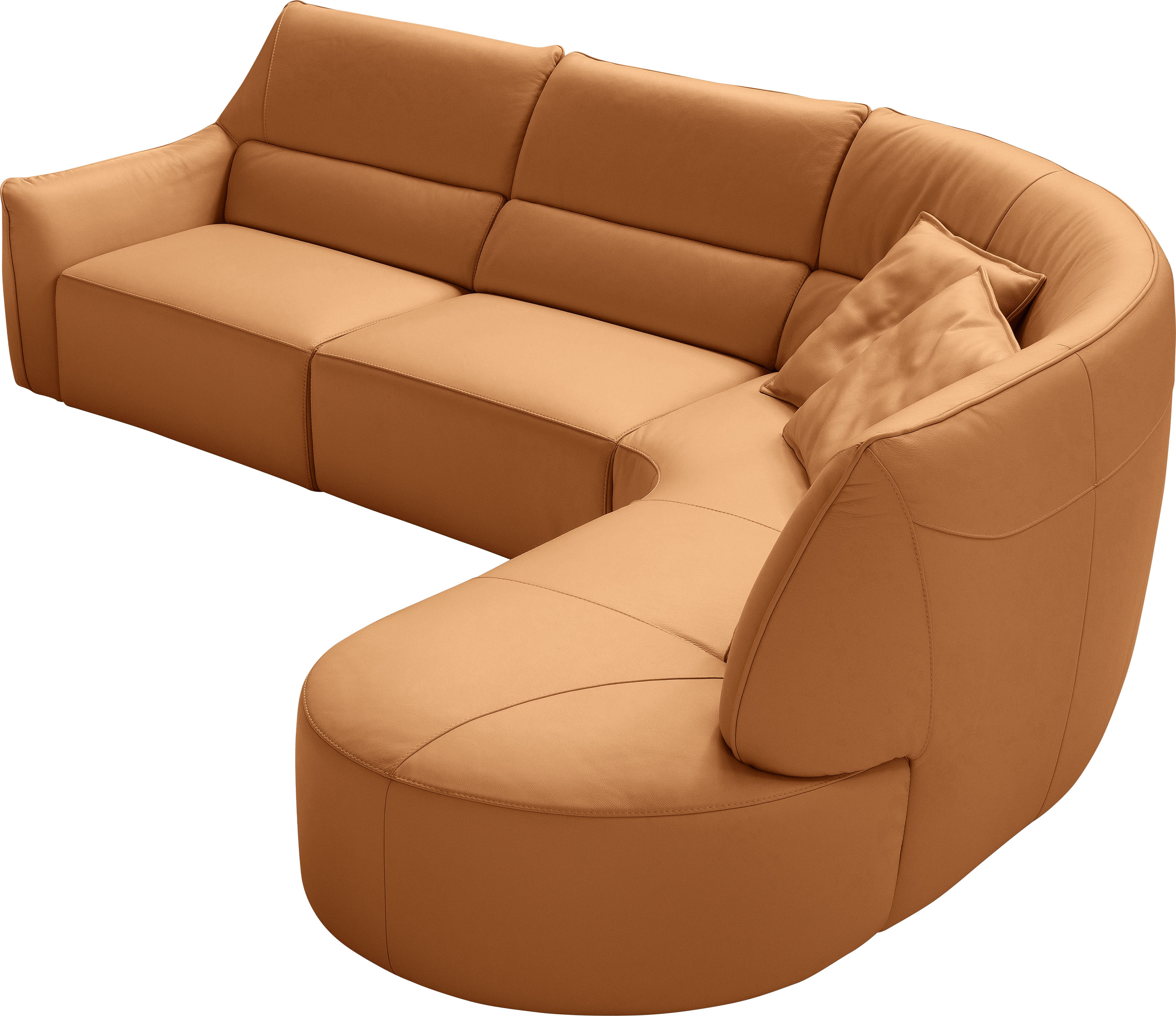 Egoitaliano Ecksofa "Puffy, extravagant & edel, Retro Designsofa, hoher Sitzkomfort, L-Form" mit Ottomane, wahlweise mit und ohne elektrischer Relaxfunktion