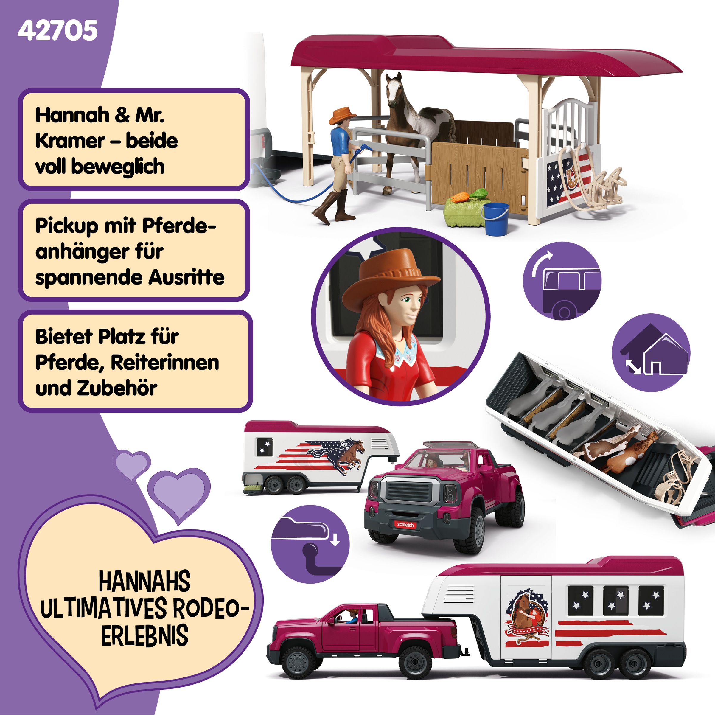 Schleich® Spielfigur »HORSE CLUB, Lakeside Truck mit Anhänger (42705)«