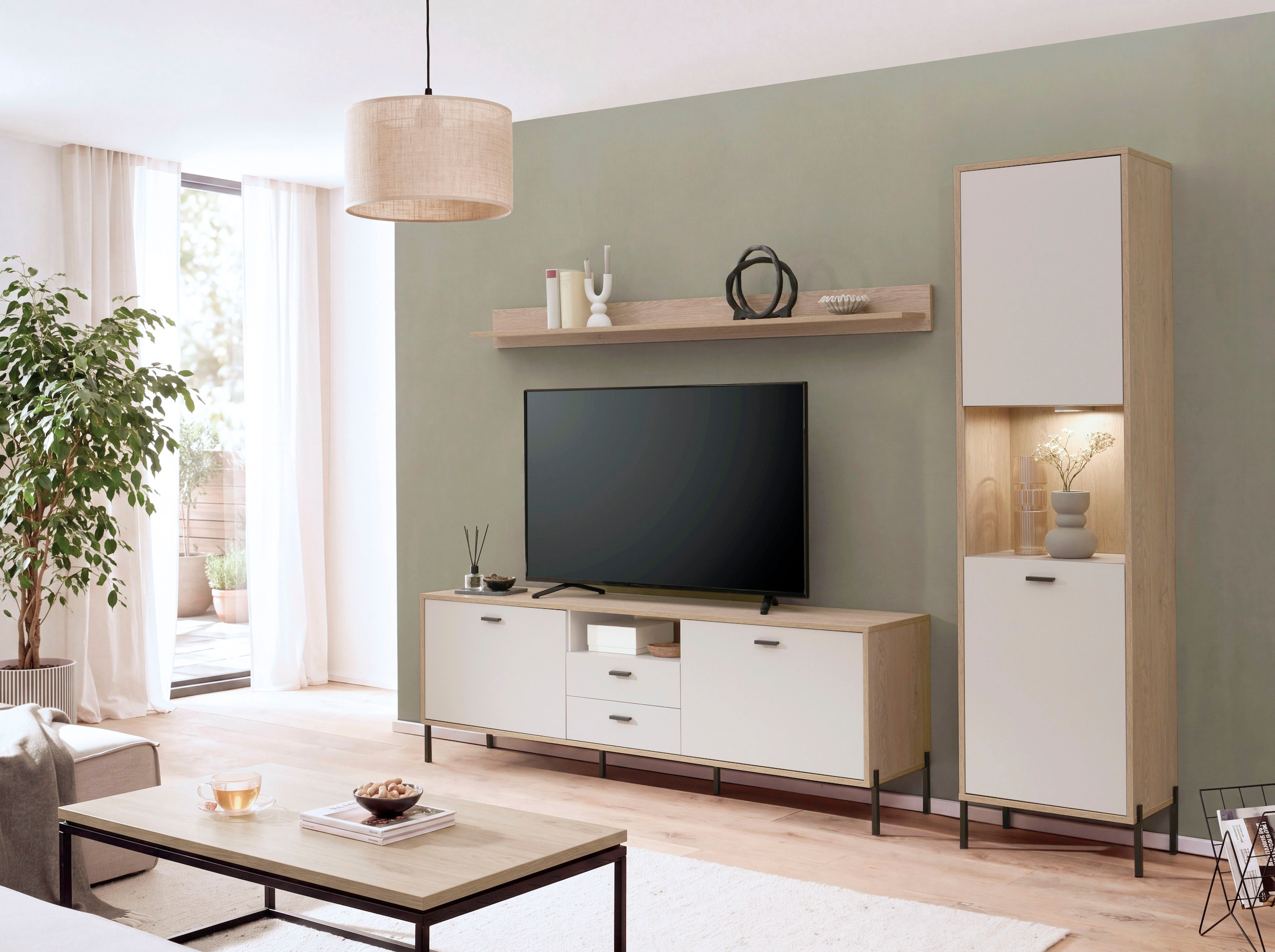 Home affaire Wohnwand »Fredericia, moderne Anbauwand, Komplettset in Kaschmir« Set, 3 Stk. tlg.