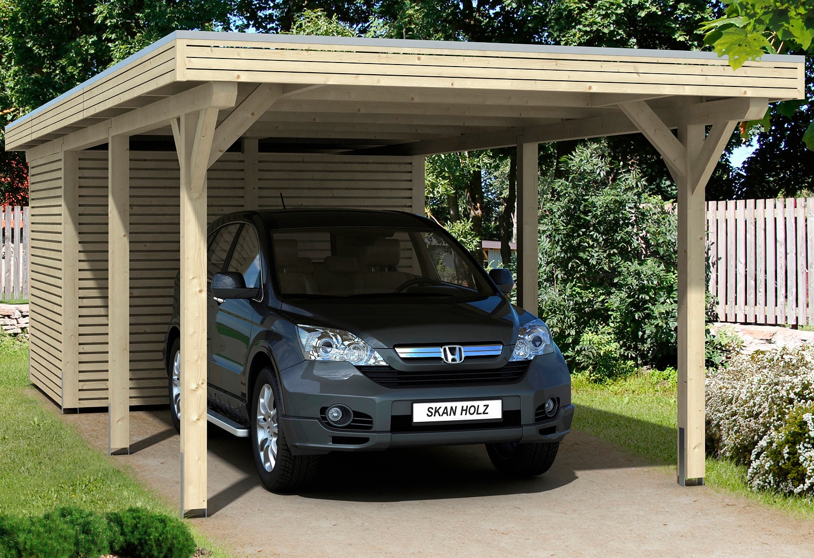 Skanholz Einzelcarport »Spessart« Massivholz 291 cm natur