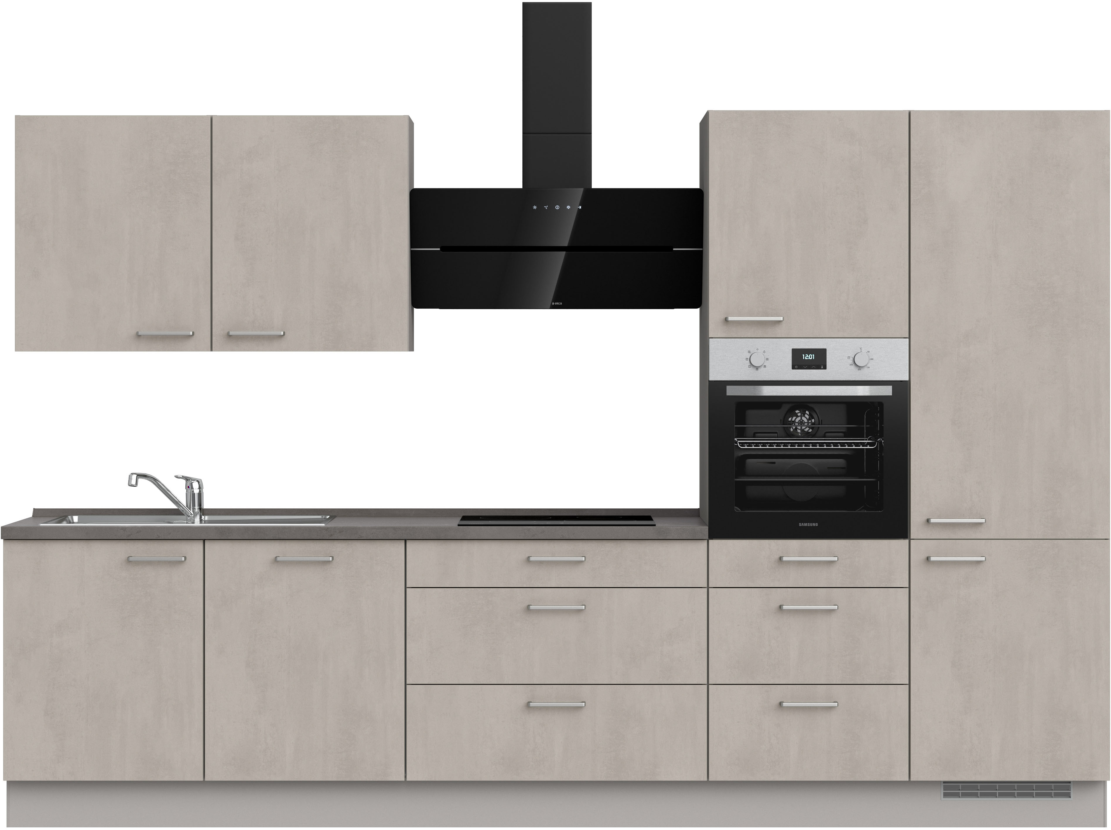 nobilia Küchenzeile ""Riva II", NEU: individuell anpassbar mit gratis Profi-Beratung" vormontiert, Breite 330 cm, Ausrichtung wählbar, wahlw. mit E-Geräten
