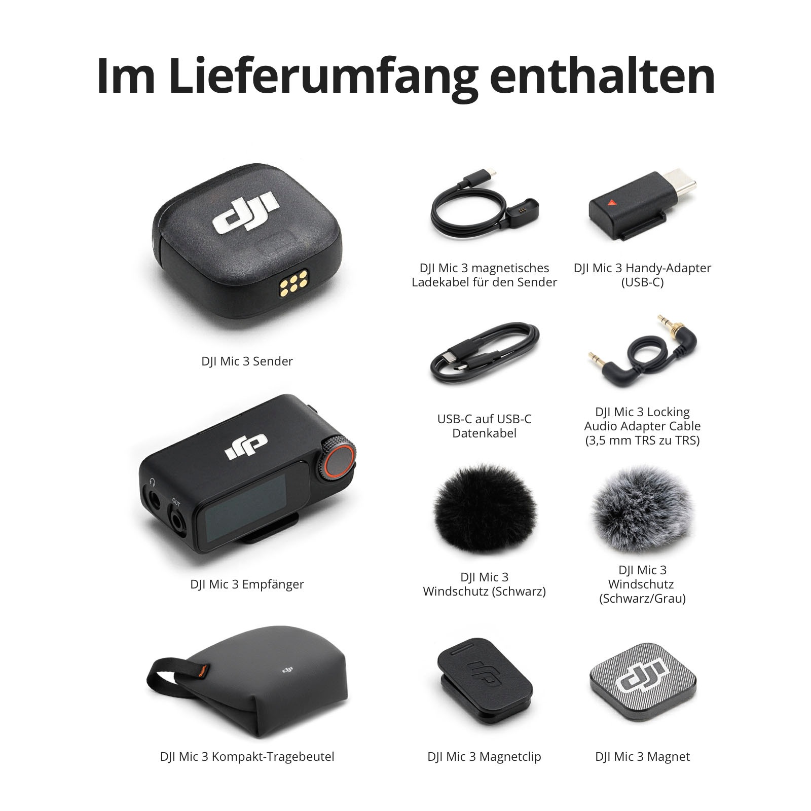 DJI Streaming-Mikrofon »MIC 3  (1 Sender + 1 Empfänger)«