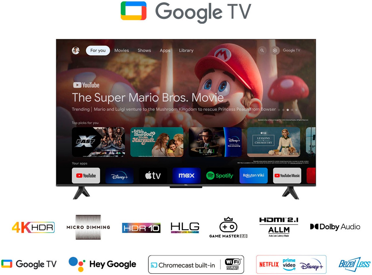 TCL LED-Fernseher »58V6BX1«, 4K Ultra HD, Google TV-Smart-TV