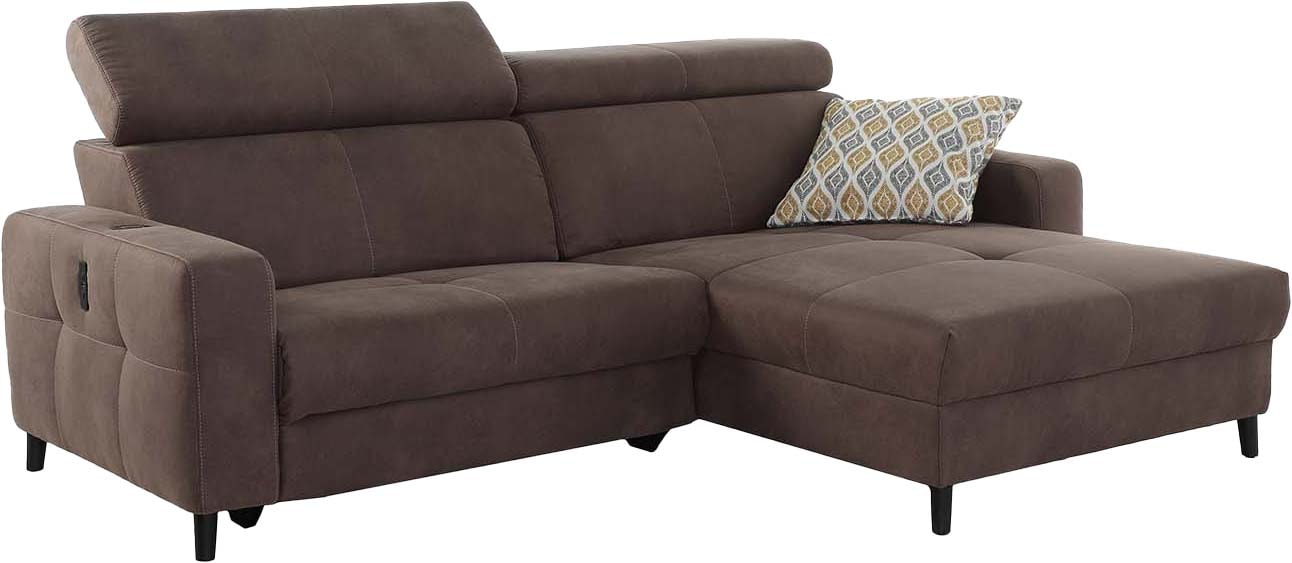 Jockenhöfer Gruppe Ecksofa »Doppio L-Form mit elektromotorischer Relaxfunktion und«, induktiver Lademöglichkeit + USB-A Ladeport, verstellbare Kopfstützen
