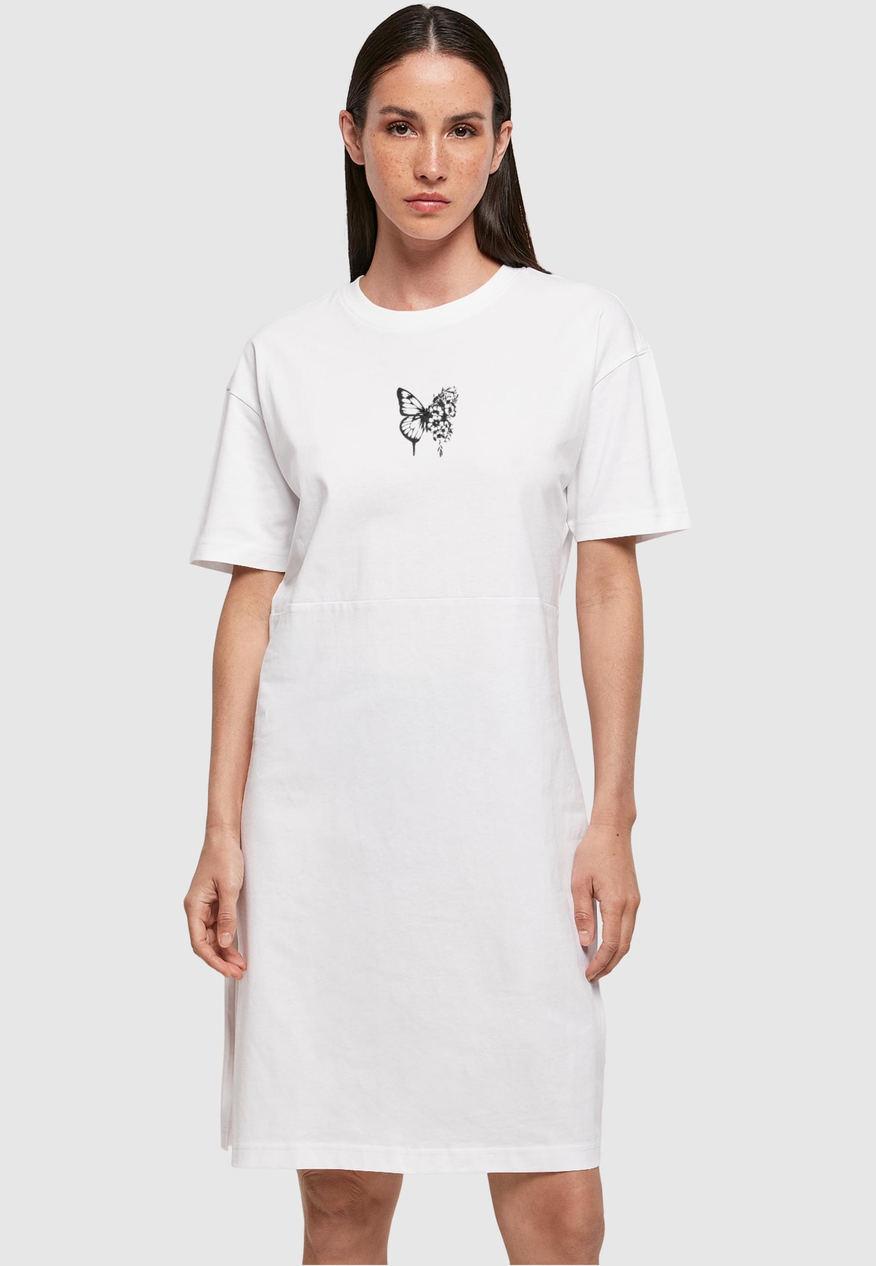 Merchcode Shirtkleid »Merchcode Damen Ladies Flowers Bloom Oversized Slit Tee Dress«, (1 tlg.)