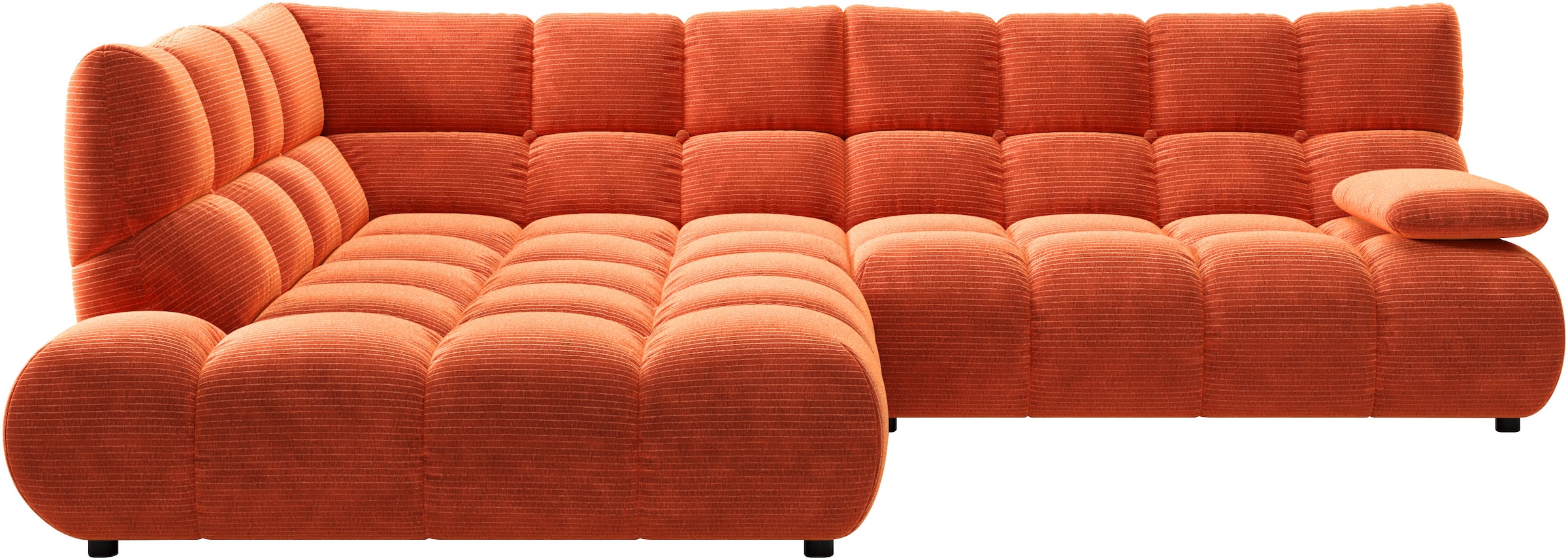 Home affaire Ecksofa "Cozy Bubble, mit klappbarer Armlehne, Breite 289 cm" mit eleganter Steppung, Rundumbezug & weicher Polsterung