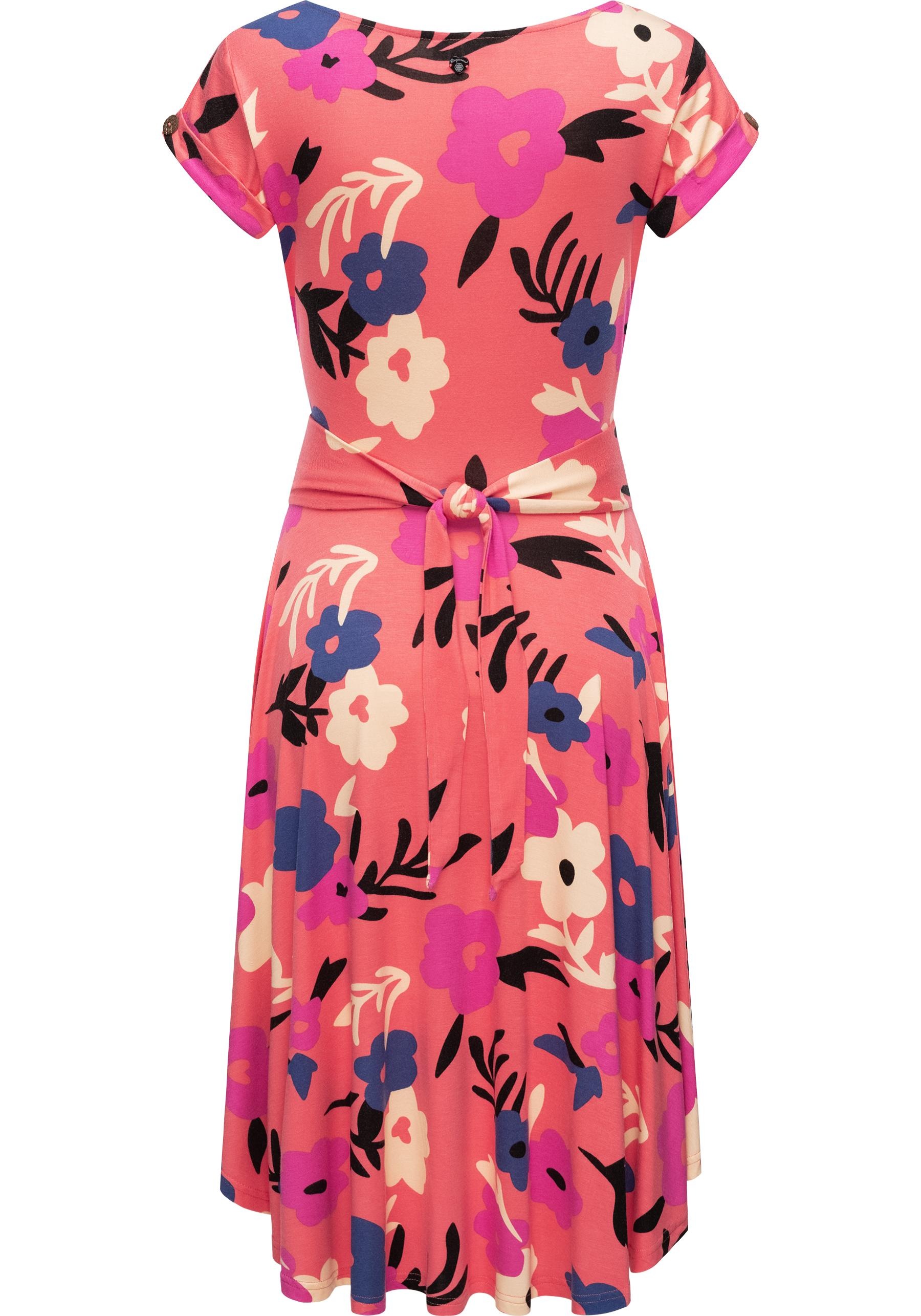 Thumbnail - Ragwear Sommerkleid "Yvone Flowers" Ohne Taschen Leichtes Jersey-Kleid mit Taillengürtel