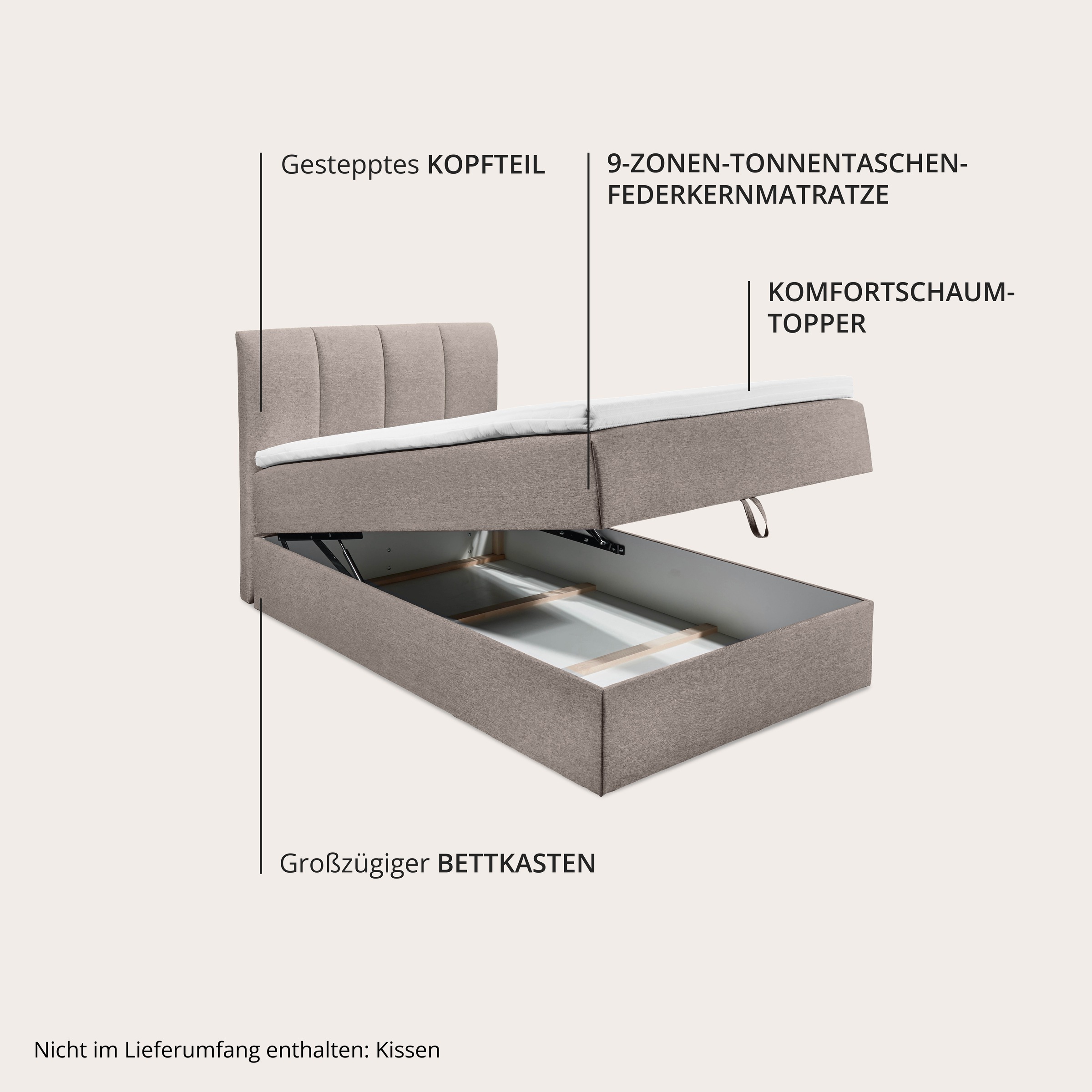 ED EXCITING DESIGN Boxbett »"Granada" OTTOs Choice, Topseller inkl. Bettkasten und Topper« erhältlich in den Größen 120x200cm & 180x200cm