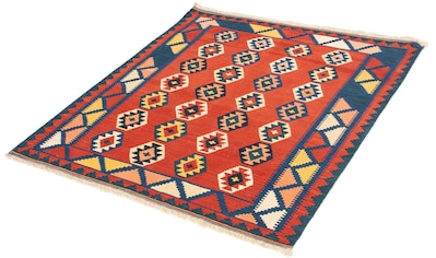 Wollteppich »Kelim - Oriental quadratisch - 106 x 99 cm - dunkelrot«, quadratisch