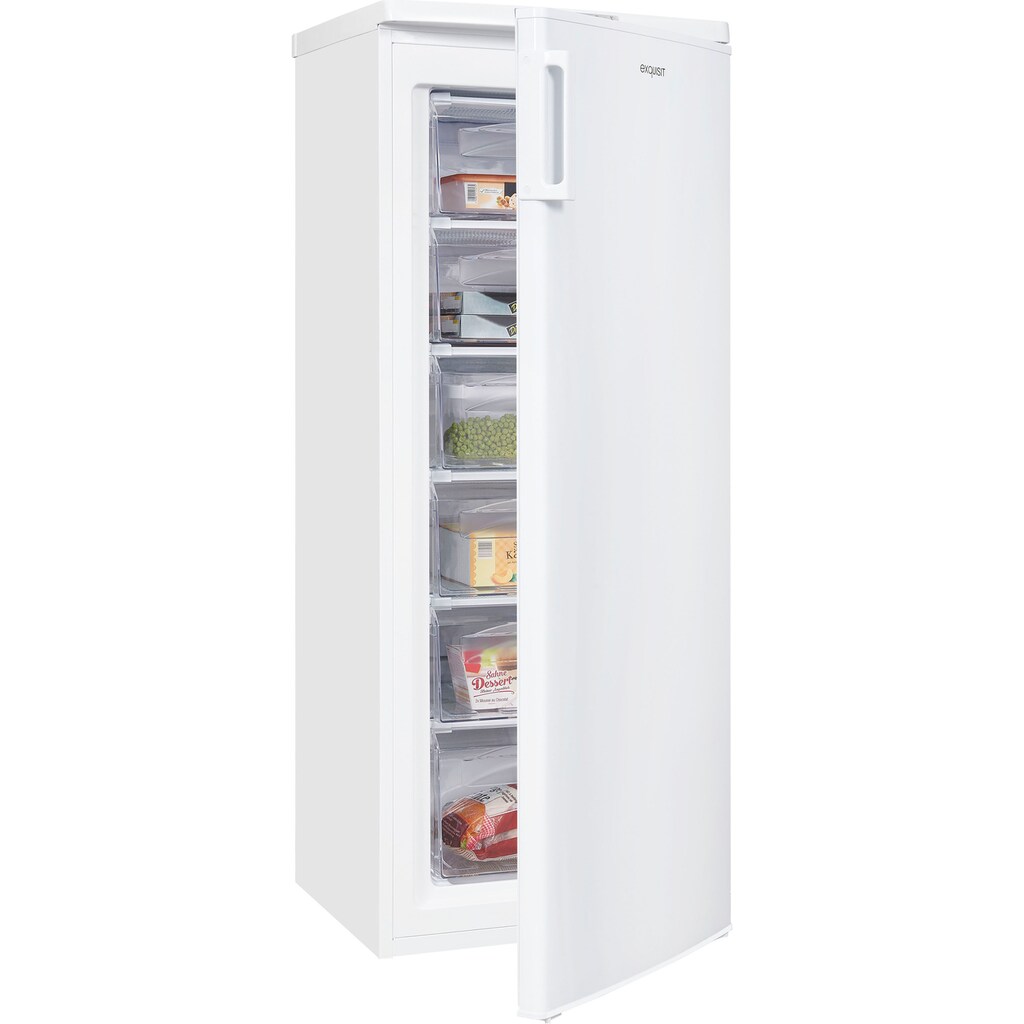 exquisit Gefrierschrank »GS235-HE-040E weiss«, 142 cm hoch, 58 cm breit