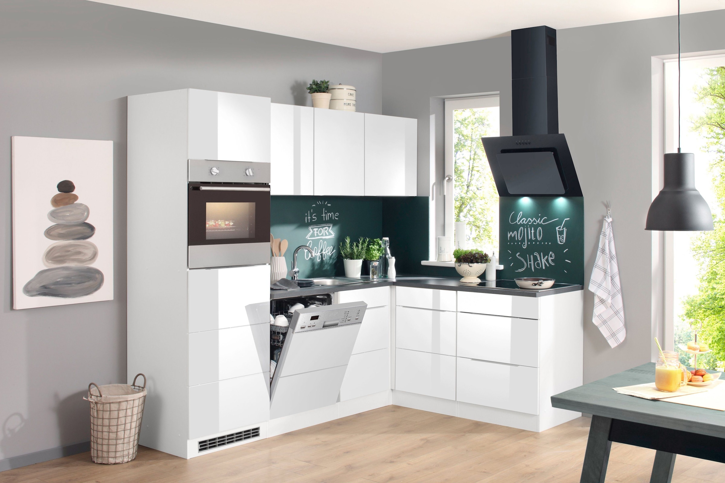 KOCHSTATION Winkelküche »KS-Brindisi«, Stellbreite 230/170 cm, wahlweise mit E-Geräten, mit MDF-Fronten
