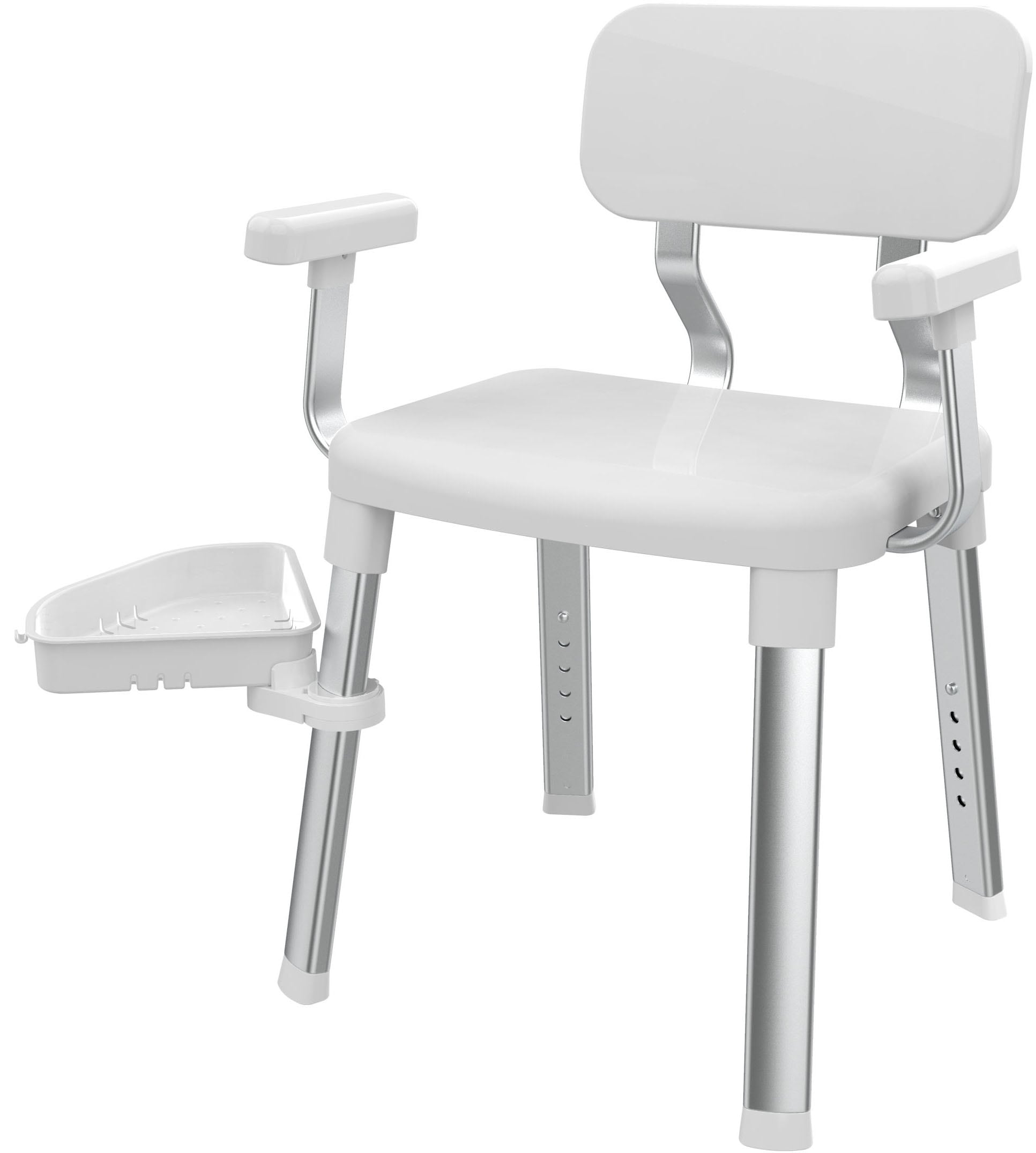 Dusch- und Badhocker BISCHOF, B:51cm, weiß, Duschhocker, "Splash Deluxe", mit schwenkbarer Ablage 28x21cm