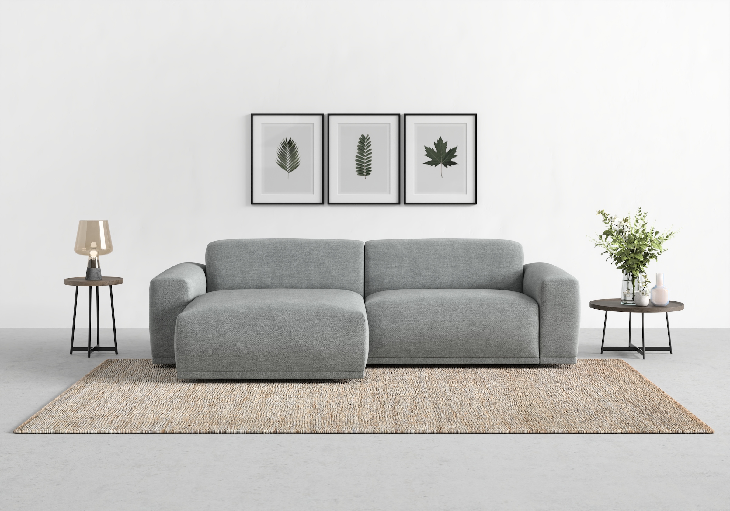 TRENDMANUFAKTUR Ecksofa "Braga, mit hochwertigem Kaltschaum, L-Form, Japandi-Design" modernes Sofa, Couch mit hohem Sitzkomfort, 255/72/160 cm (B/H/T)