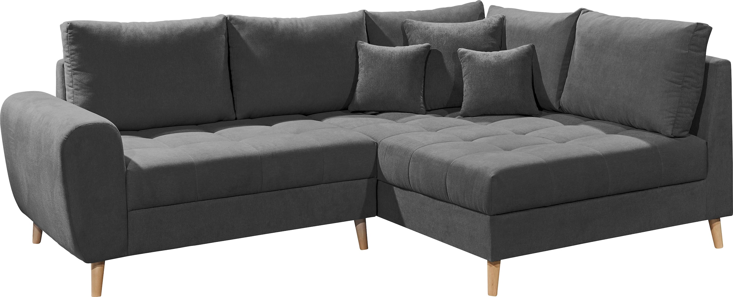 ED EXCITING DESIGN Ecksofa »Alice L-Form«, (Set), mit Hocker, Rückenkissen, Zierkissen, frei im Raum stellbar