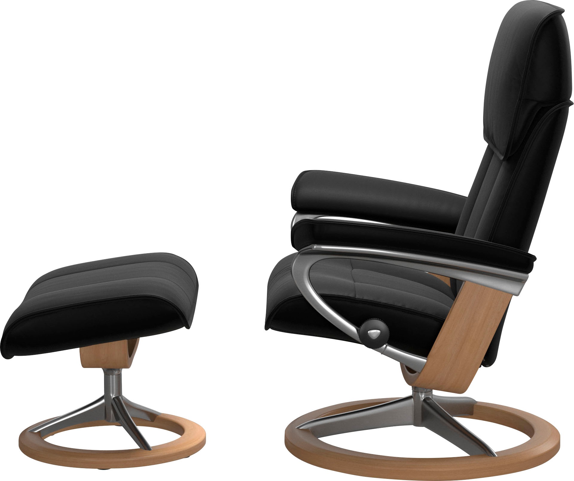Thumbnail - Stressless Relaxsessel "Admiral" Set, Relaxsessel inkl. Hocker, mit Signature Base, Größe M & L, Gestell Eiche