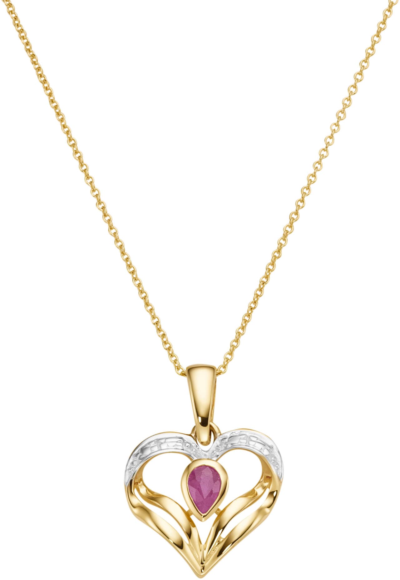 Kette mit Anhänger »Schmuck Geschenk Gold 375 Halsschmuck Halskette Goldkette Herz«,...