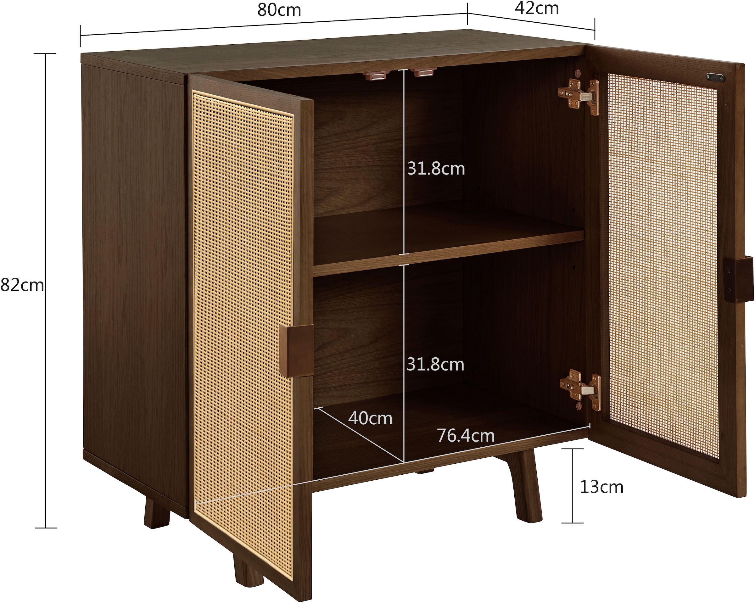 LeGer Home by Lena Gercke Sideboard »Lina« TOPSELLER! Viel Stauraum,  Mit Rattan Einsatz, 2 Innenfächer, teilmassiv