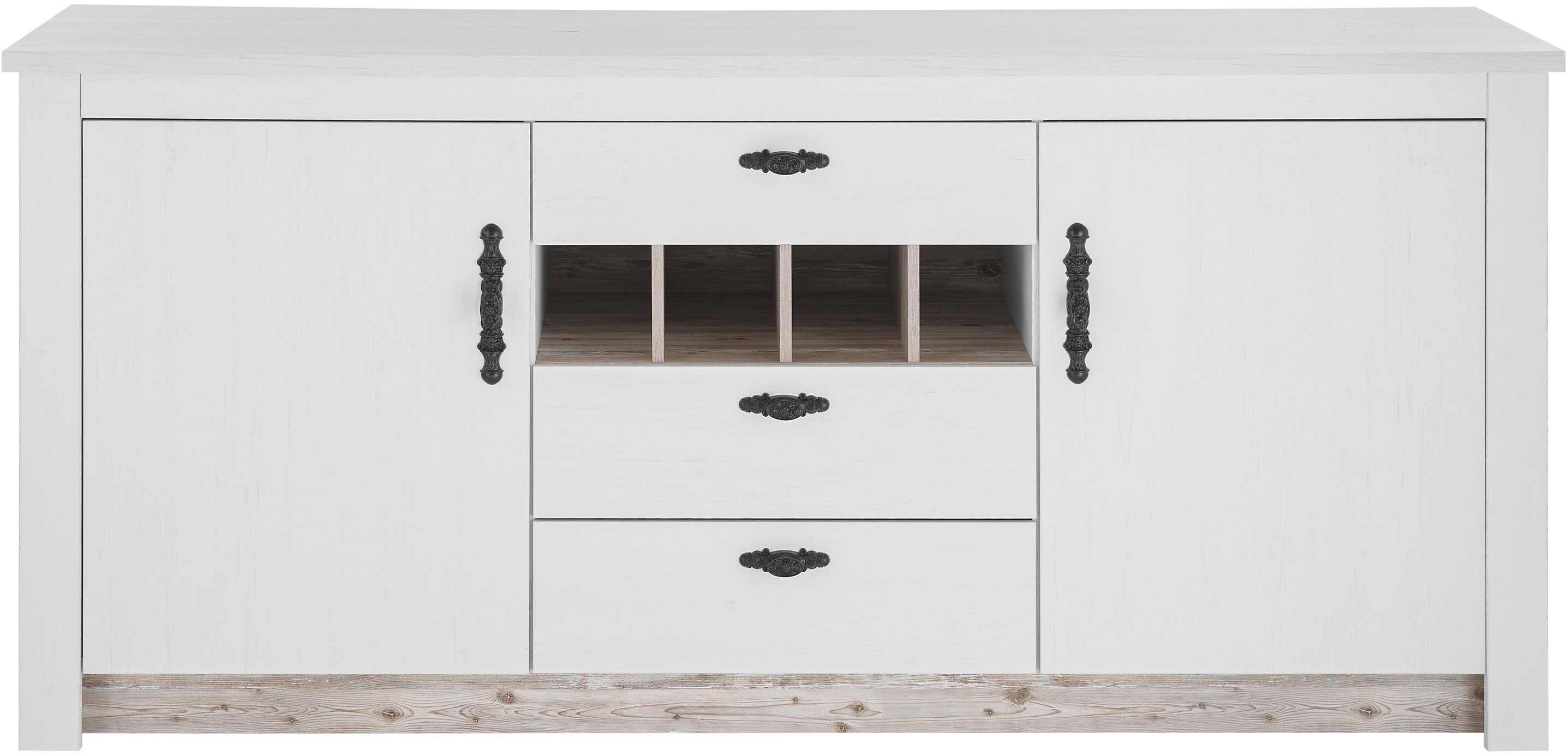 Thumbnail - Home affaire Unterschrank "Florenz, Küchenunterschrank in Pinie Weiß, Unterschrank", mit verschnörkeltem Metallgriff, im...