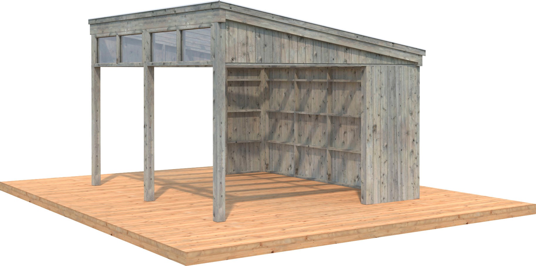 Holzpavillon »Nova«, mit Oberlicht, BxT: 432x376 cm, grau