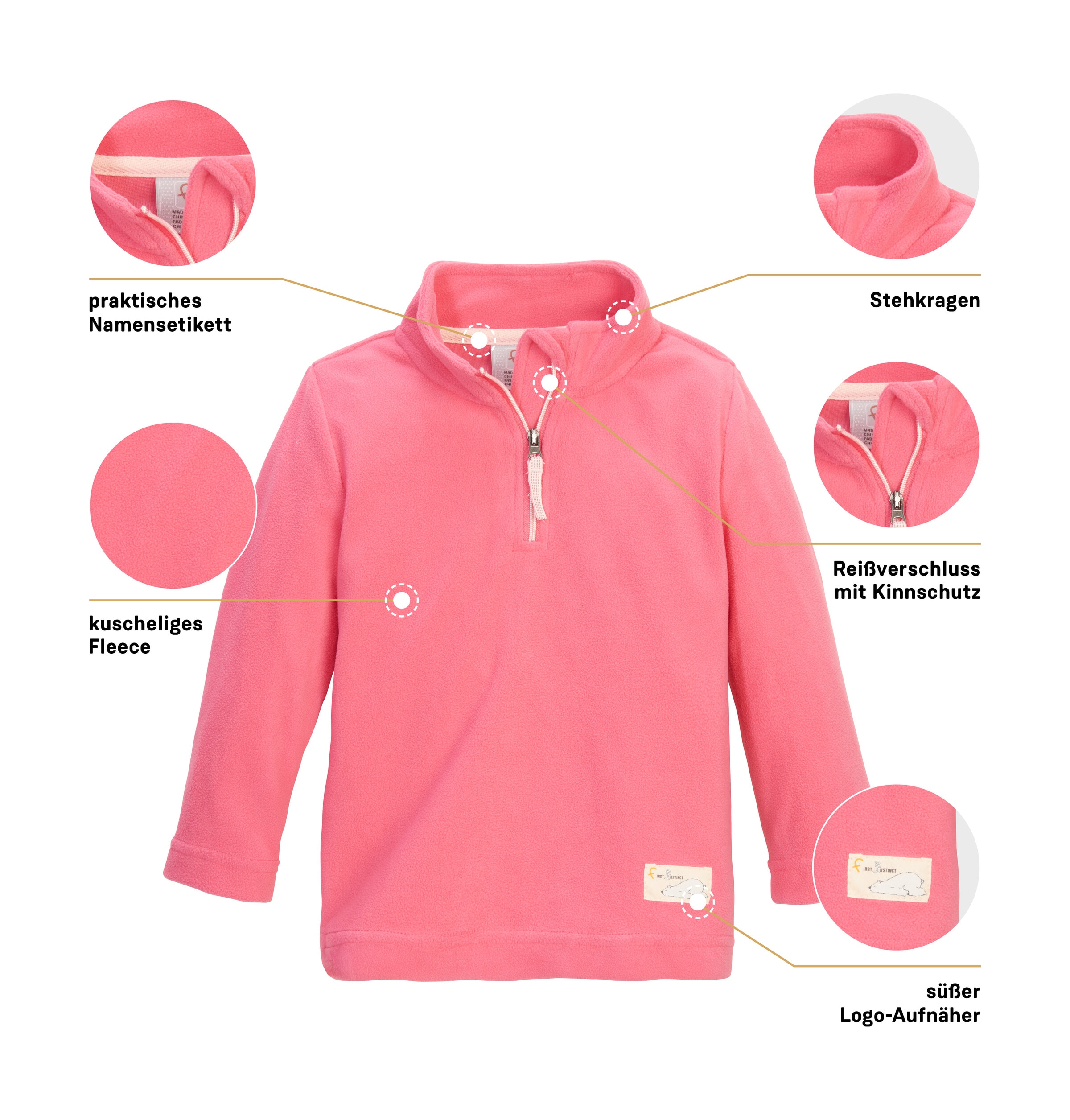 first instinct by killtec Fleecepullover »FISW 30 MNS FLC SHRT«, Fleeceshirt mit Kinnschutz, reflektierenden Details und Namensetikett