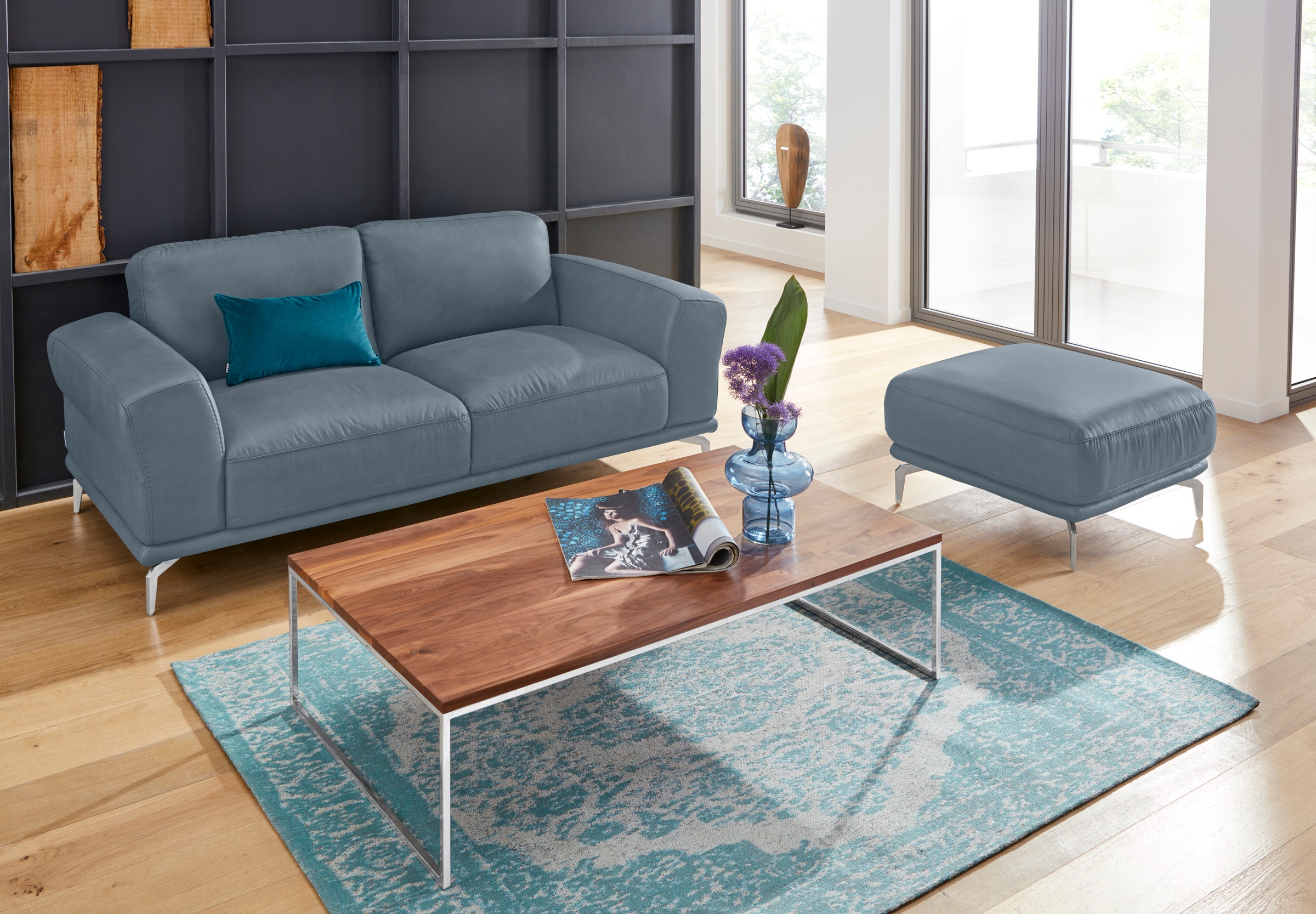 W.SCHILLIG Hocker »montanaa«, mit Metallfüßen in Chrom glänzend, Breite 71 cm