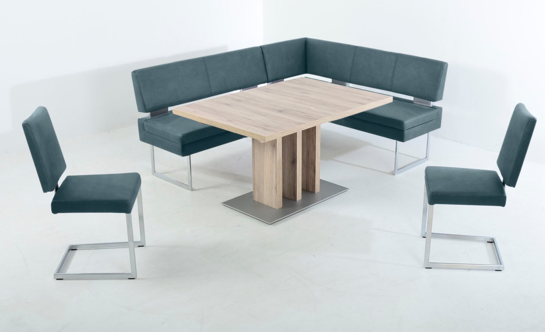K+W Komfort & Wohnen Essgruppe 4 Stk. tlg. langer Schenkel links oder rechts, 2 Freischwinger, 1 Funktionstisch
