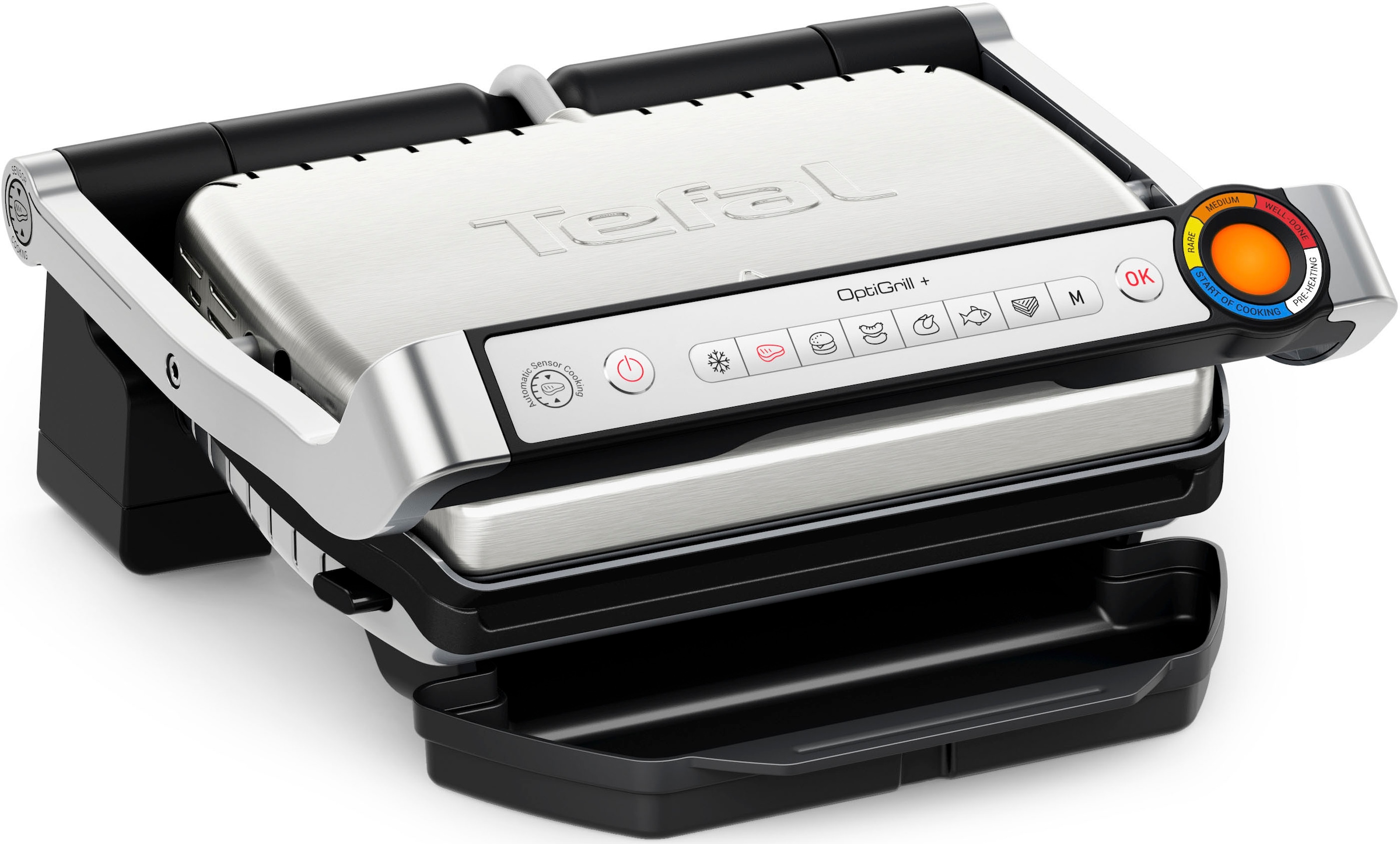 Tefal Kontaktgrill »GC717D OptiGrill+«, 2000 W, erneuerte Kochstufenanzeige, 6 Automatikprogramme, inkl. Rezeptbuch