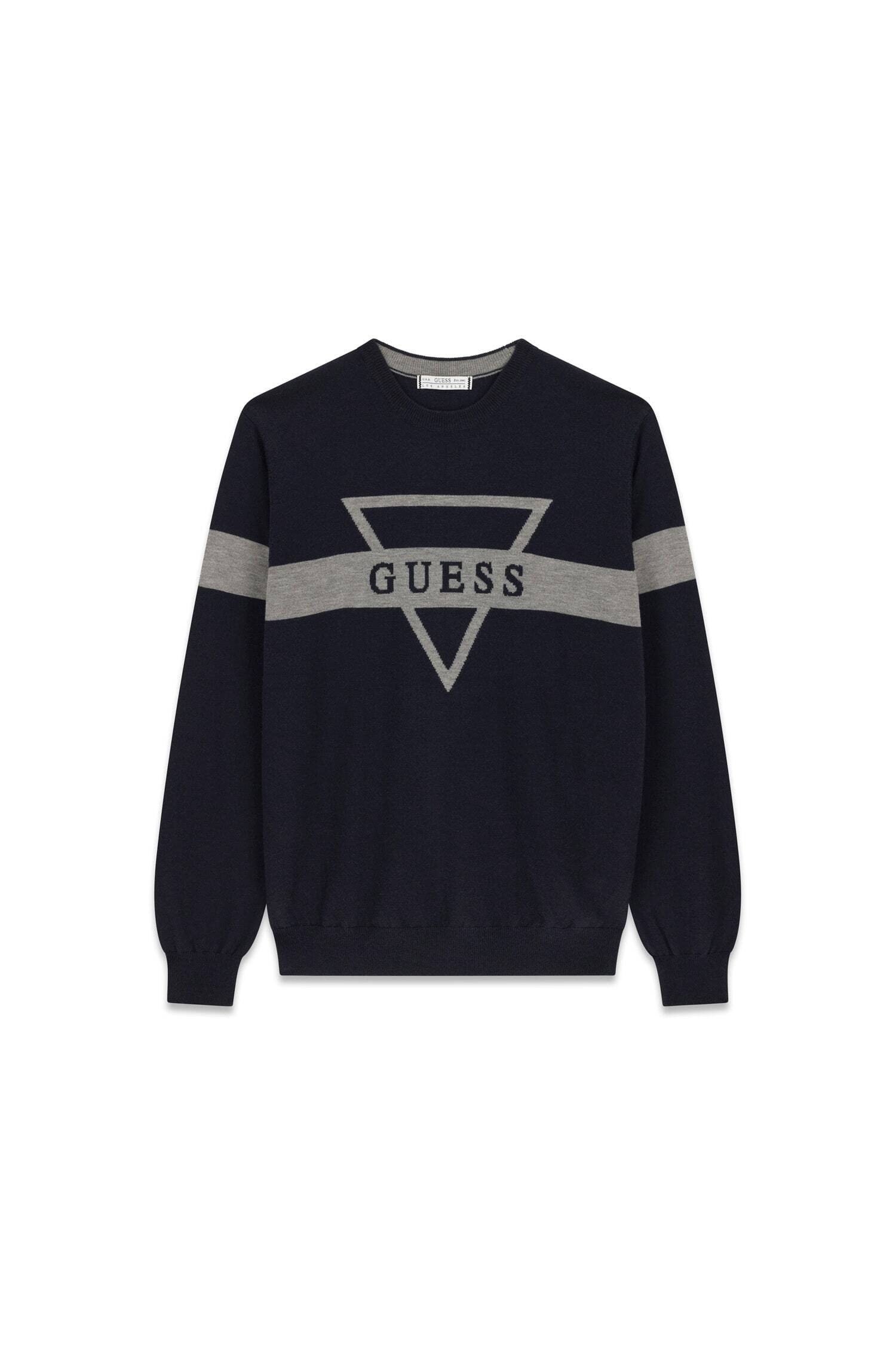 Guess Strickpullover mit Seide und Wolle, Regular Fit, Jacquard-Logo