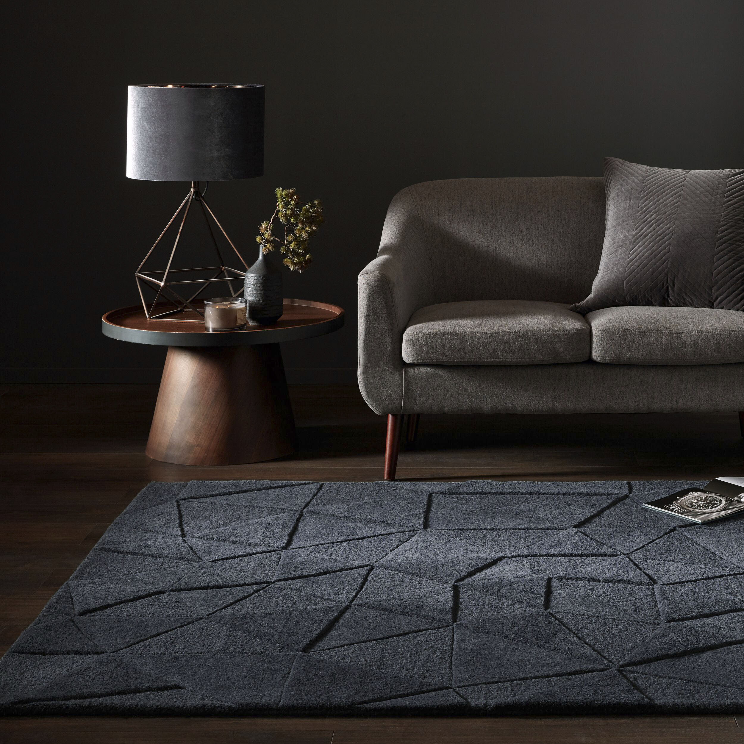 FLAIR RUGS Teppich "SHARD" rechteckig 10 mm Höhe Hoch-Tief Effekt, Handgearbeitet, 100 % Wollflor