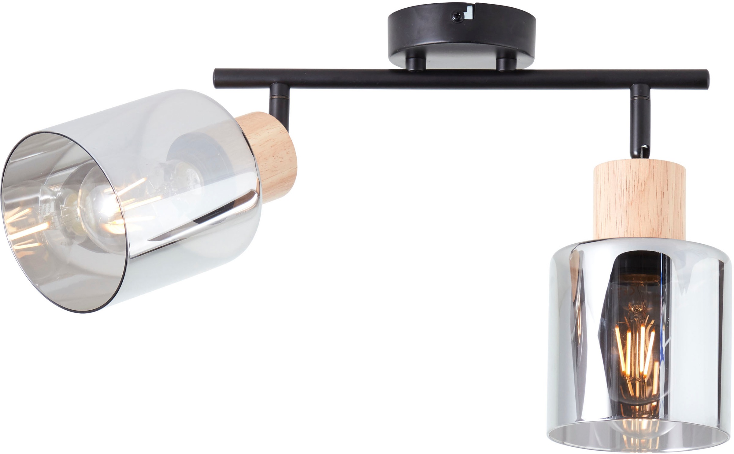 Brilliant Deckenstrahler »Weald«, 2 flammig, Leuchtmittel E27 | ohne Leuchtmittel, Deckenspot mit rauchfarbenen Glas Schirmen - 2 x E27 max. 40 W