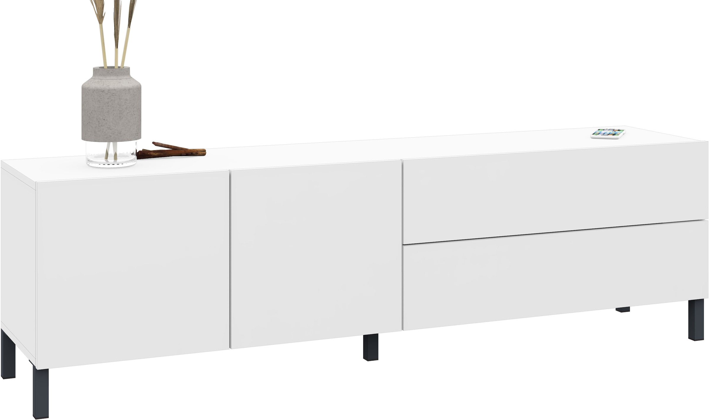 borchardt Möbel Lowboard, Metallfüße, grifflose Optik