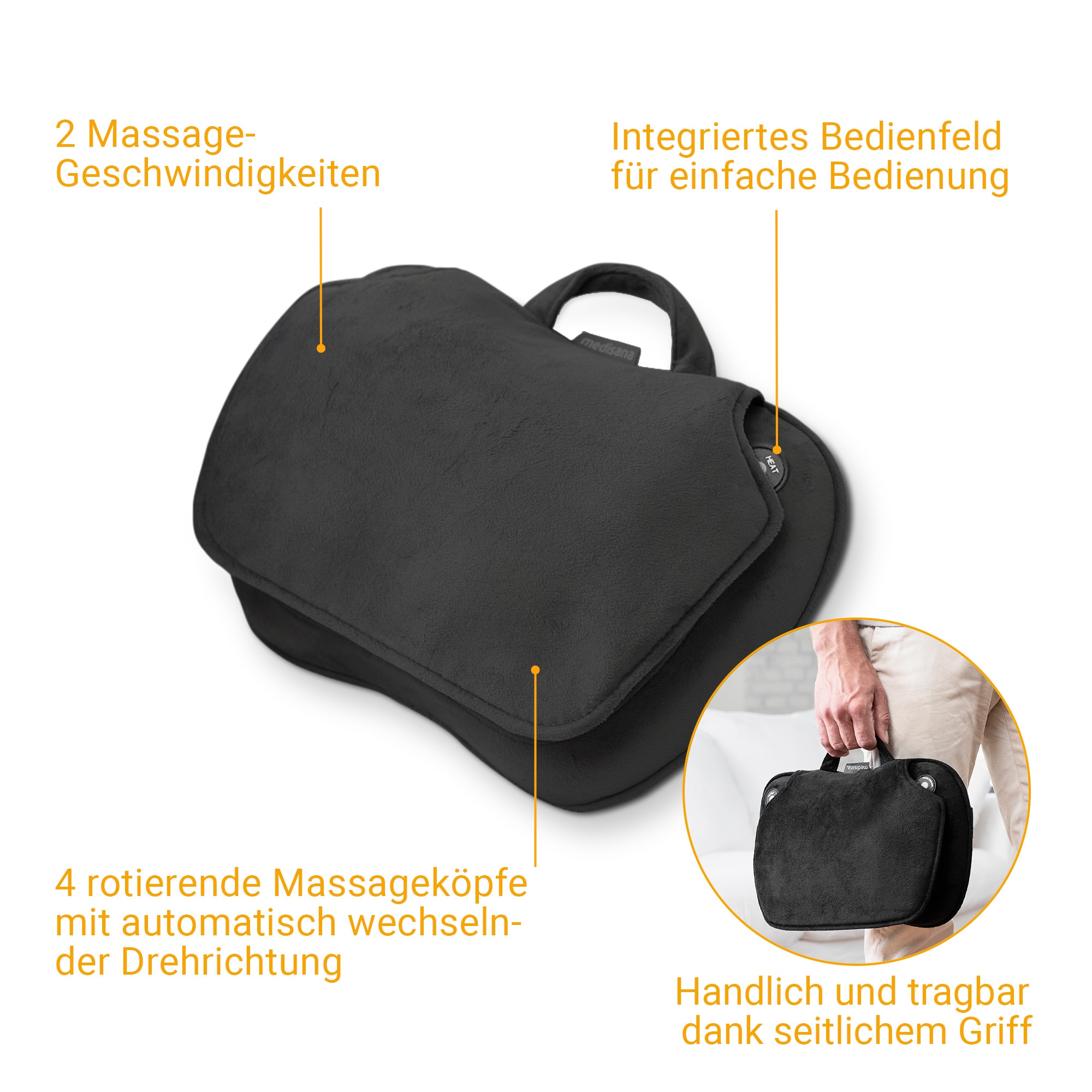 Medisana Shiatsu-Massagekissen »MC 850« Shiatsu-Massage für Schulter, Rücken, Beine und Nacken, Wärmefunktion