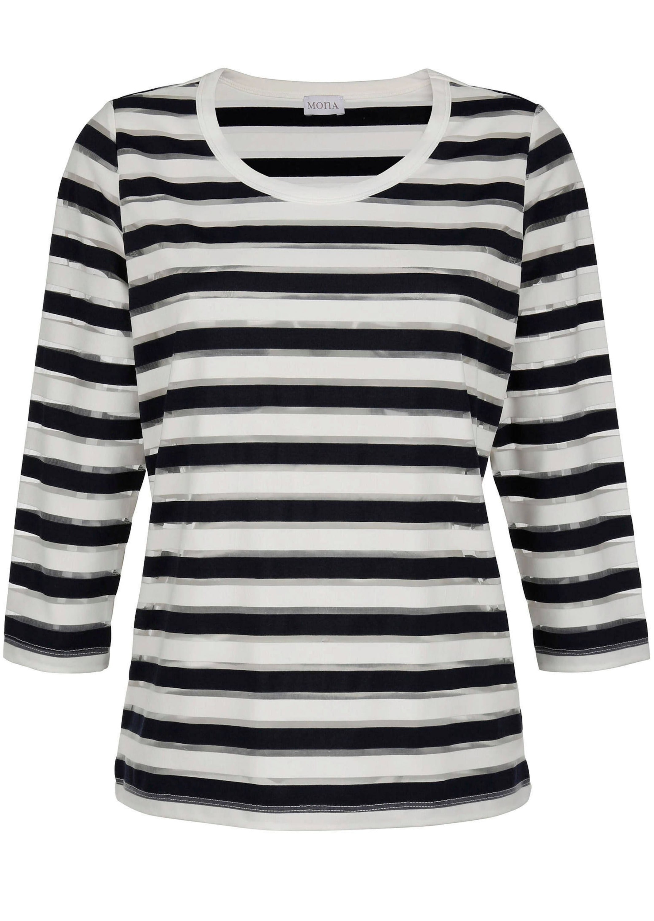 Alba Moda Kurzarmshirt "Shirt Shirt mit transparenten Streifen" günstig online kaufen